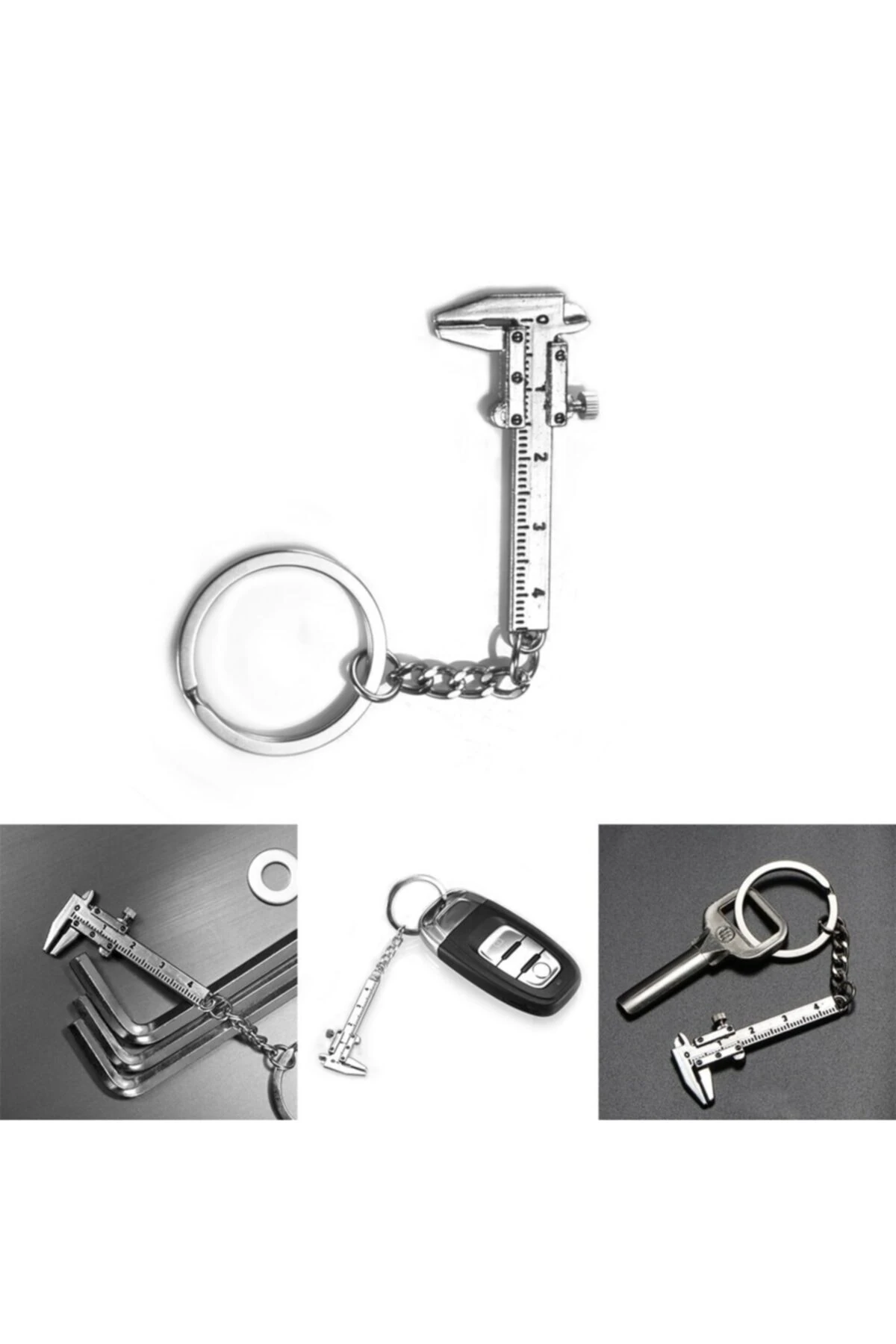 80mm Plastik Kumpas Ve Metal Mini Anahtarlık Kumpas Seti Kalınlık Ölçer Kompratör 2li Set