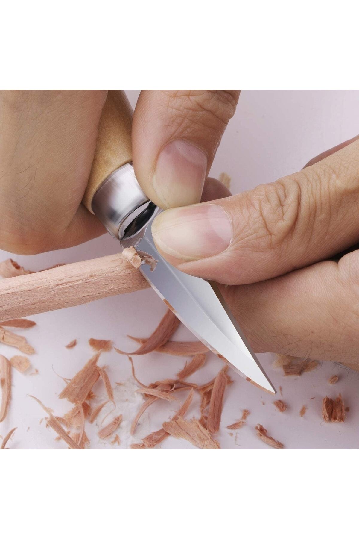 Ahşap Oyma Bıçak Alet Seti Kaşık Heykel Kuksa Oval Düz Oyma Yontma Bıçağı 4 Parçalı Set