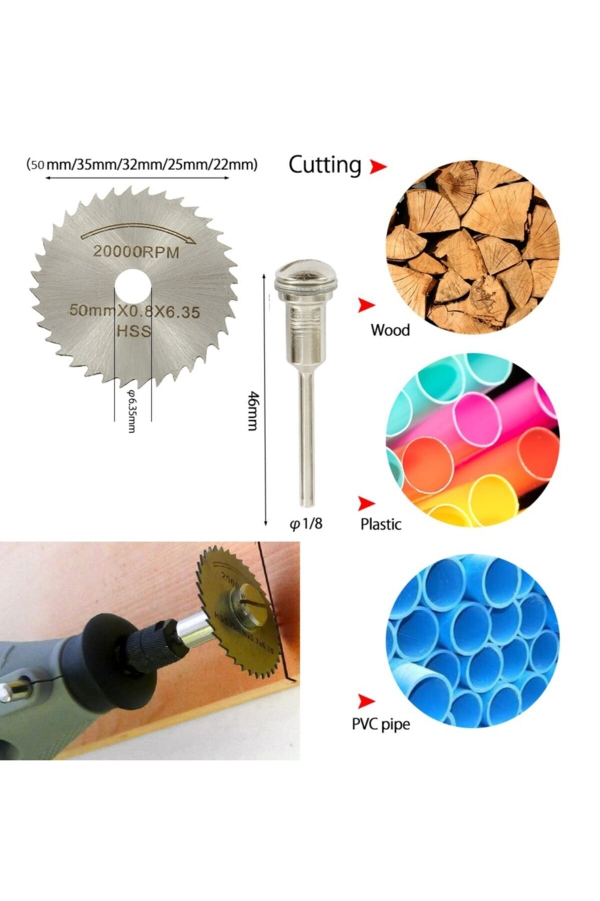 Mini Grinder Vız Vız Için Kesici Aksesuar Seti Ahşap Metal Plastik Cam Kesme Mini Disk