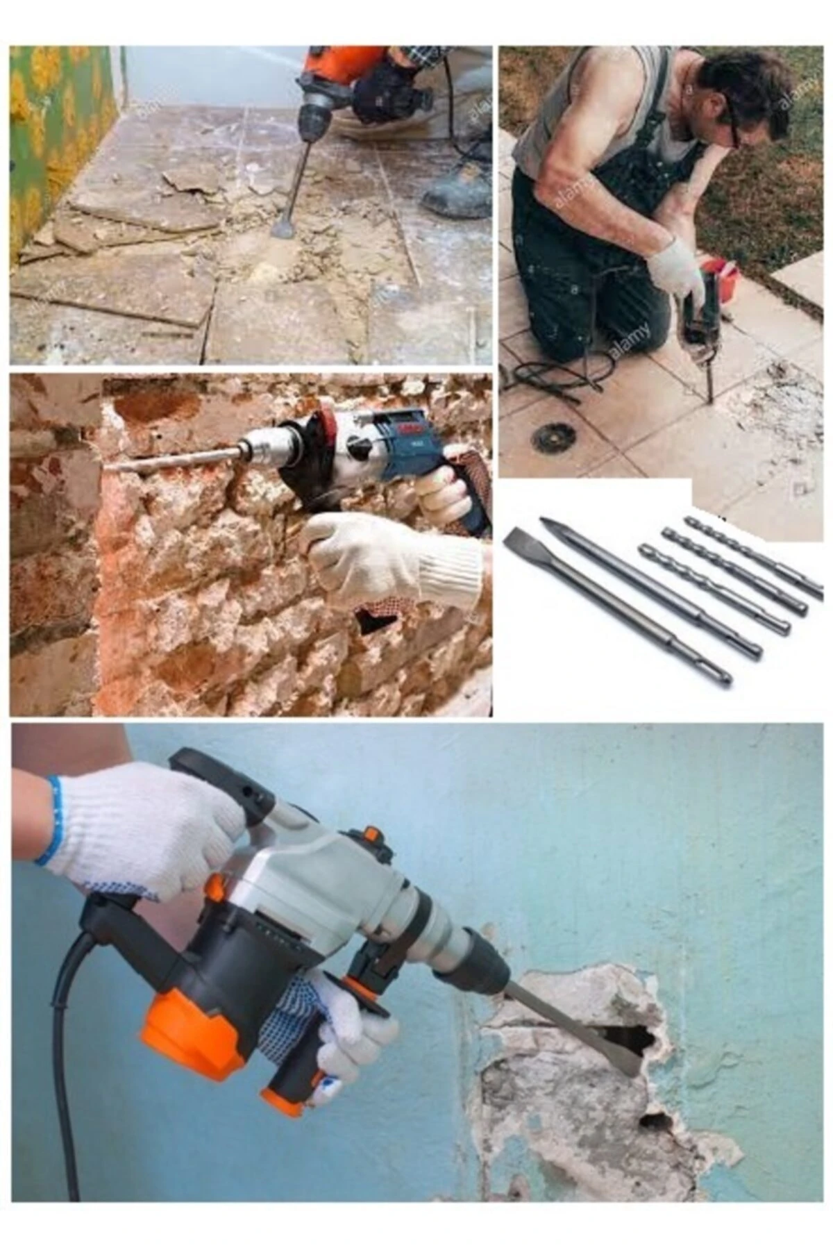 Beton Kırma Delme Kazıma Için Sds Plus Hilti Uç Seti Bits Adaptörlü Keski Murc Uç Takımı