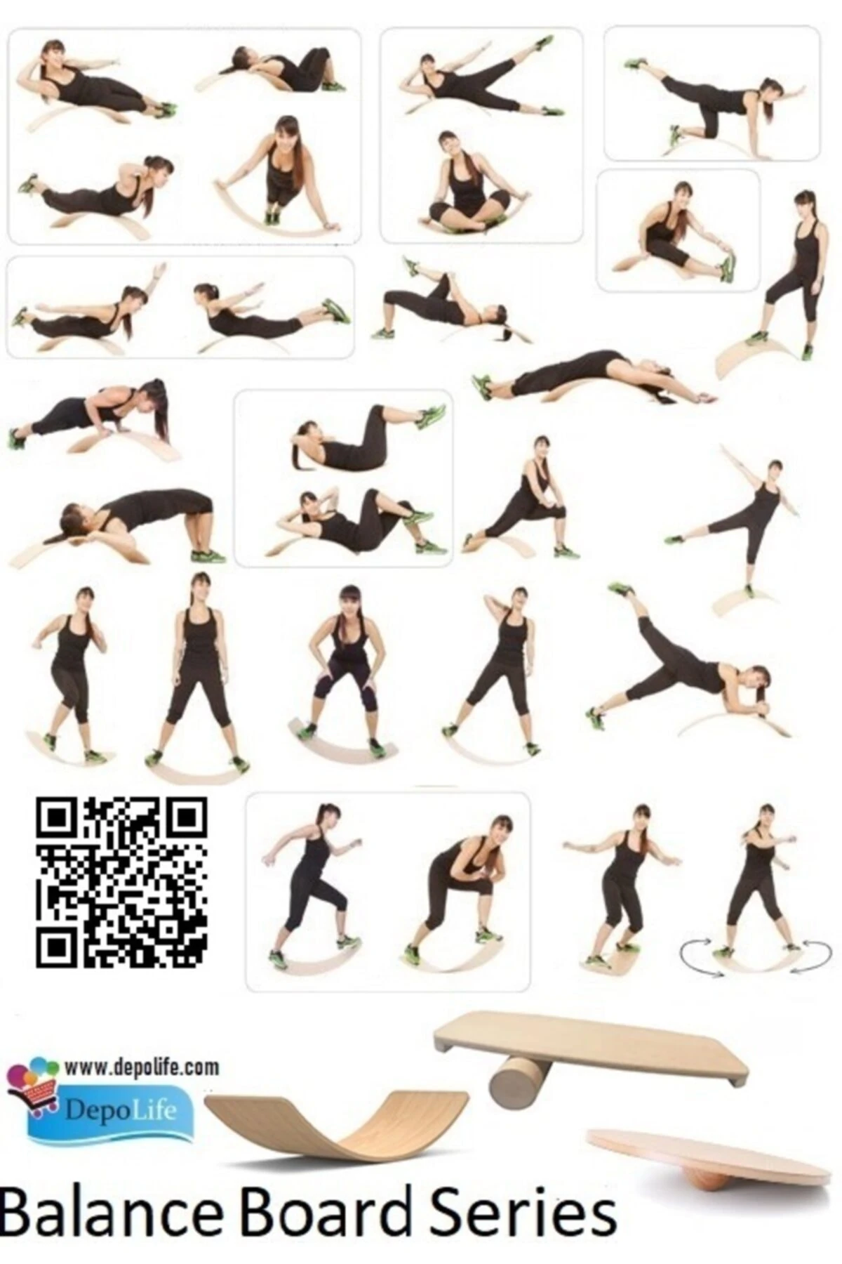 Denge Tahtası Balance Board Yoga Spor Egzersiz Fitnes Platformu 90x30cm Naturel Kontraplak