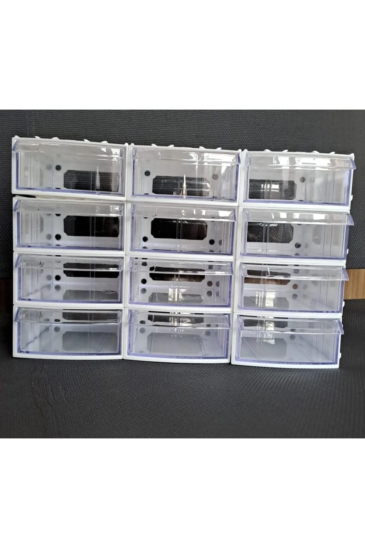 Şeffaf Çekmeceli Organizer Kutu 12 Kutu Dremel Gravür Boncuk Mücevher Saklama Kutusu düzenleyici