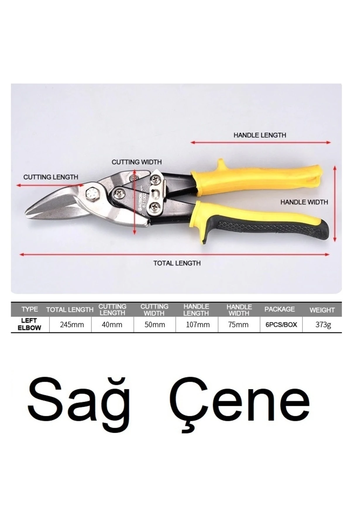 Soma 40mm Teneke Kesme Makası Mafsallı Kaportacı Makası Sağ Yönlü Sma-1906
