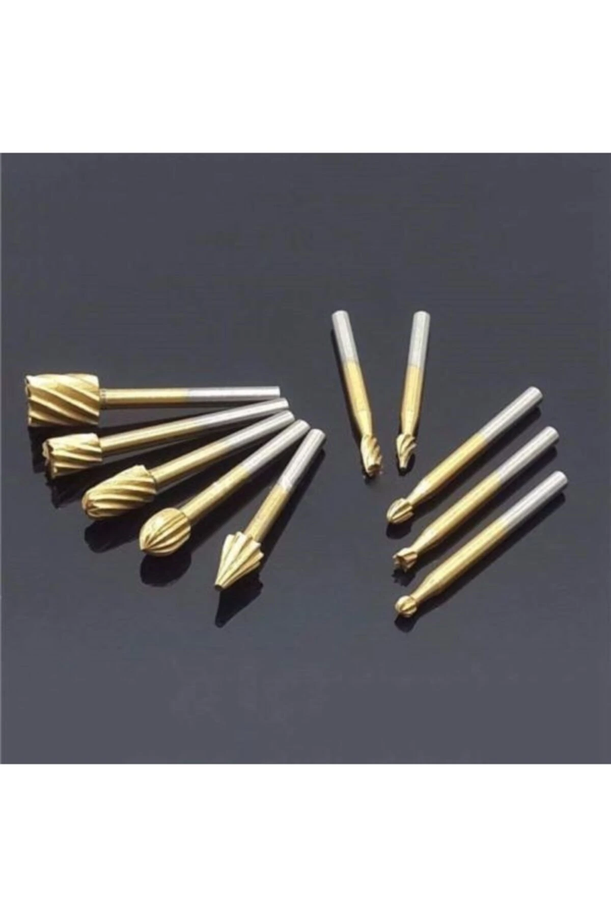 10 Parça Hss Titanyum Ahşap Için Freze Uç Seti Dremel Benzeri Gravür Makinası Için Kalıpçı 3mm Şaft