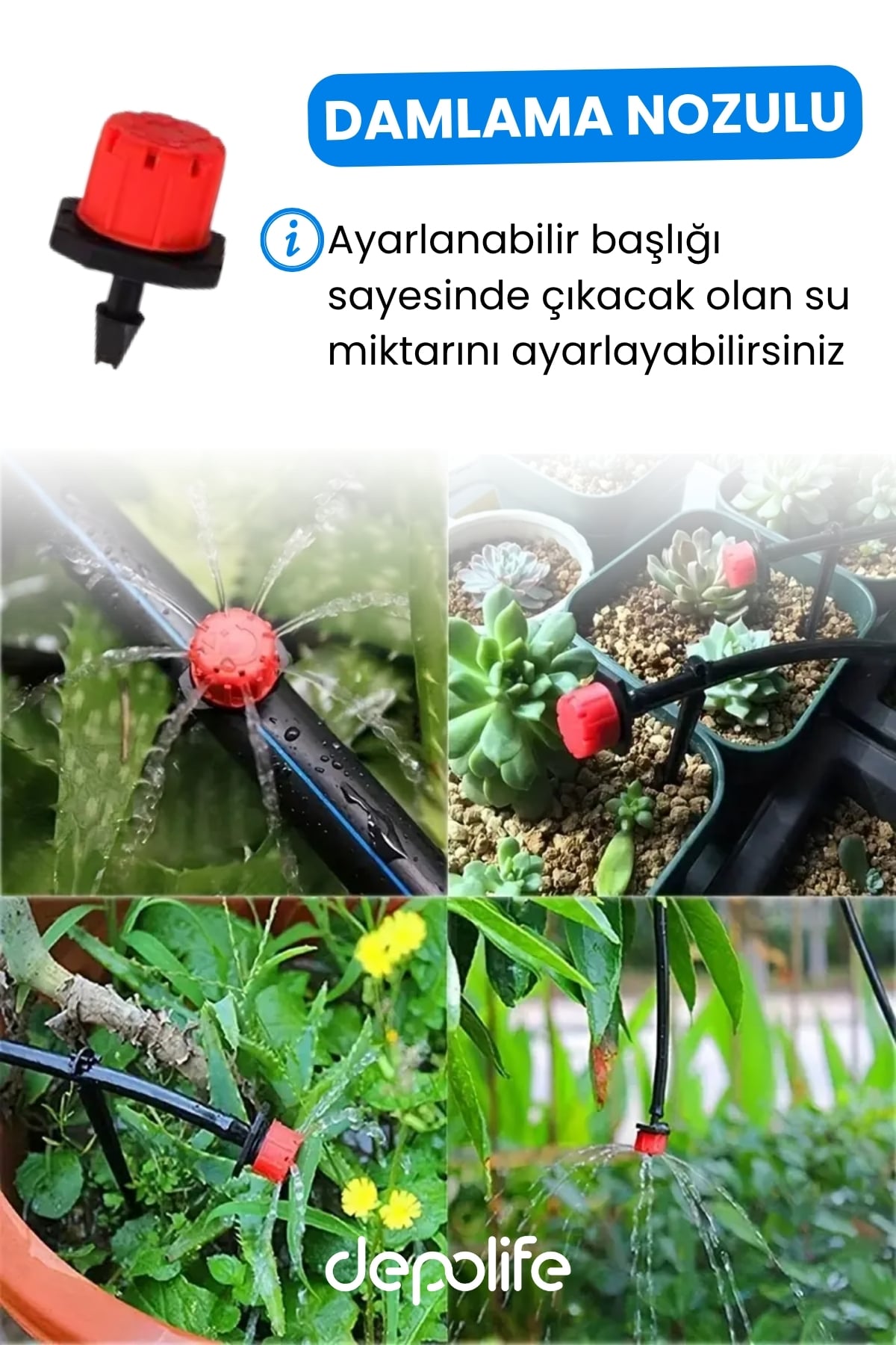 Bahçe Balkon Veranda Sera Bitki Çiçek Damlama Nemlendirme Sulama Sisleme Püskürtme Hortum Sistemi