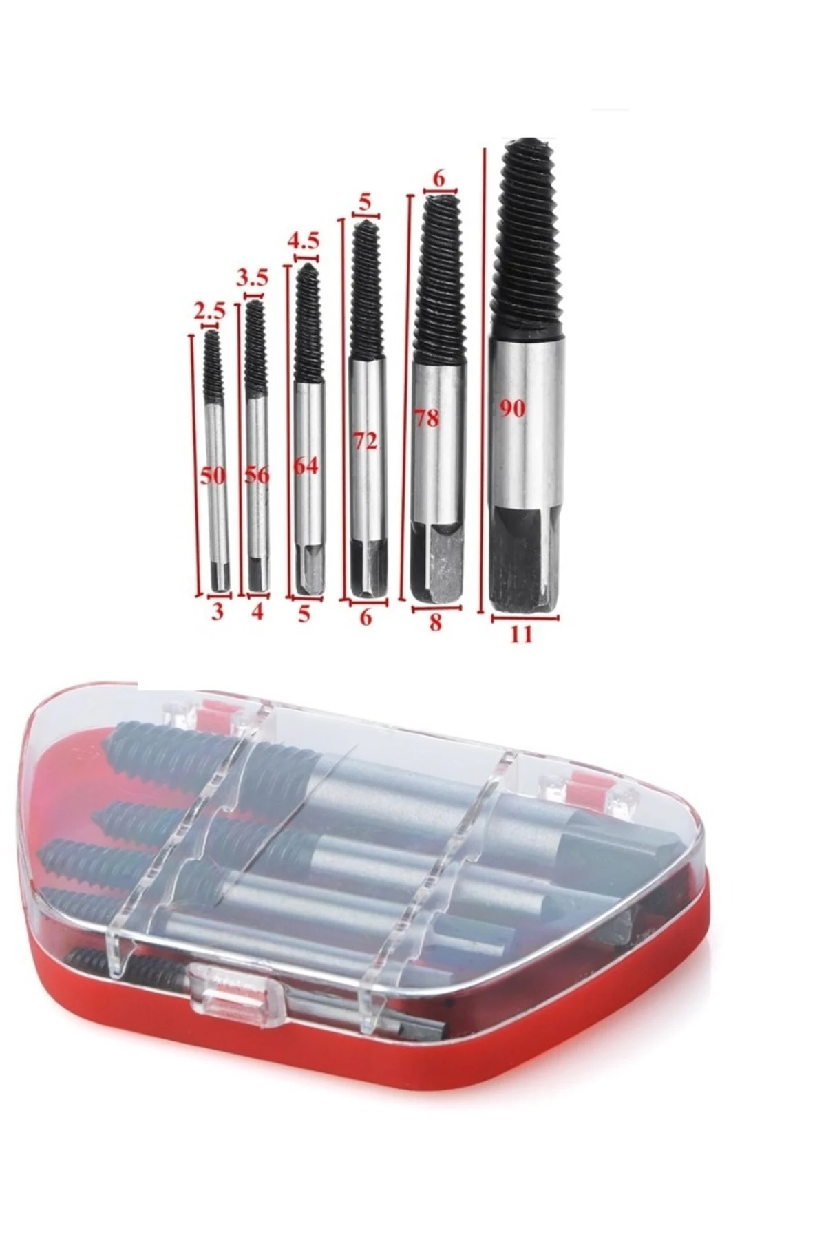Kör Vida Çıkartıcı Matkap Ucu Kılavuz Seti 6 Parça Hasarlı Kırık Vida Sökücü Klavuz Takımı
