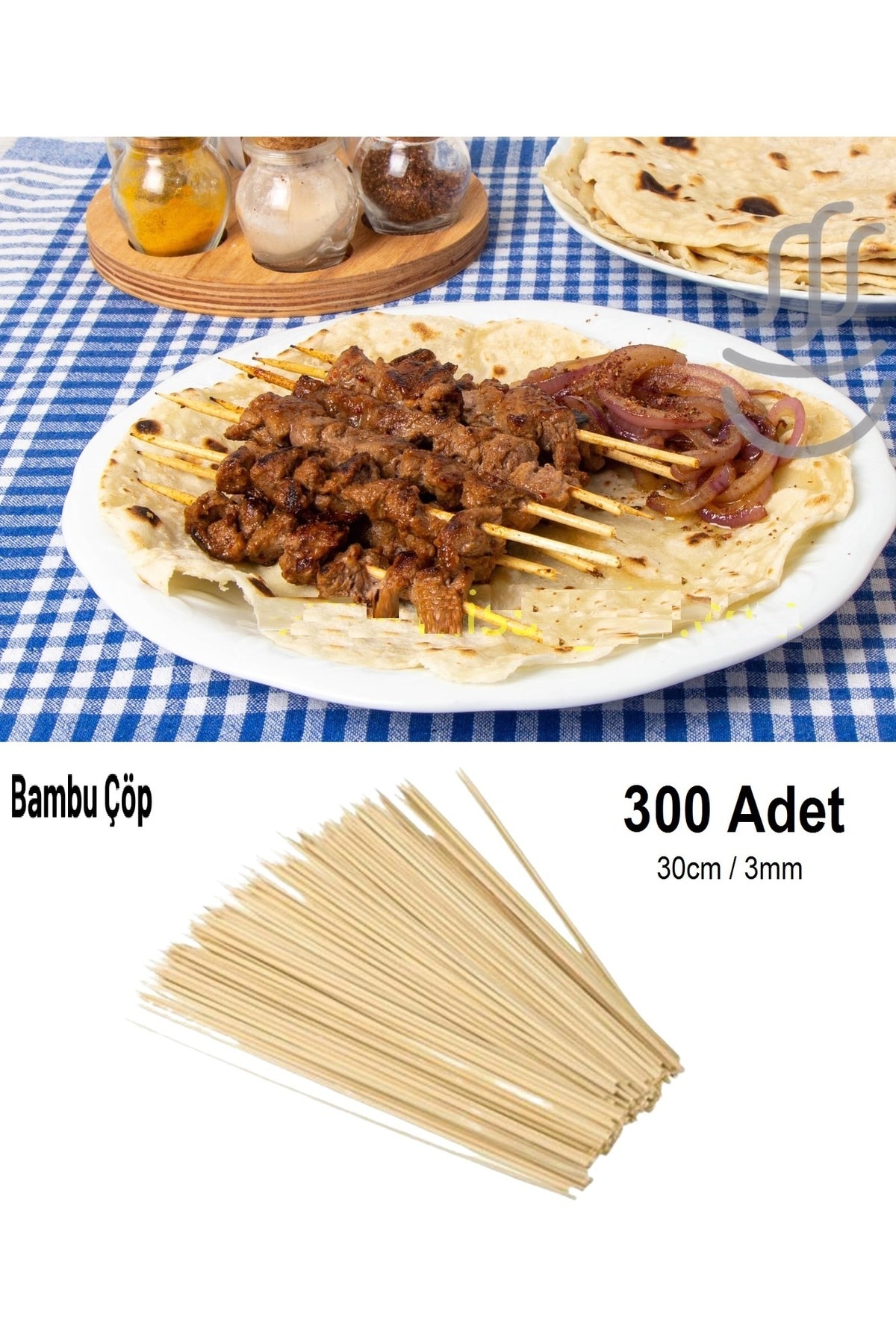 Bambu Çöp Şiş cubuğu 300 Adet mangal gril barbekü ızgara için ahşap bambudan şiş çubuk