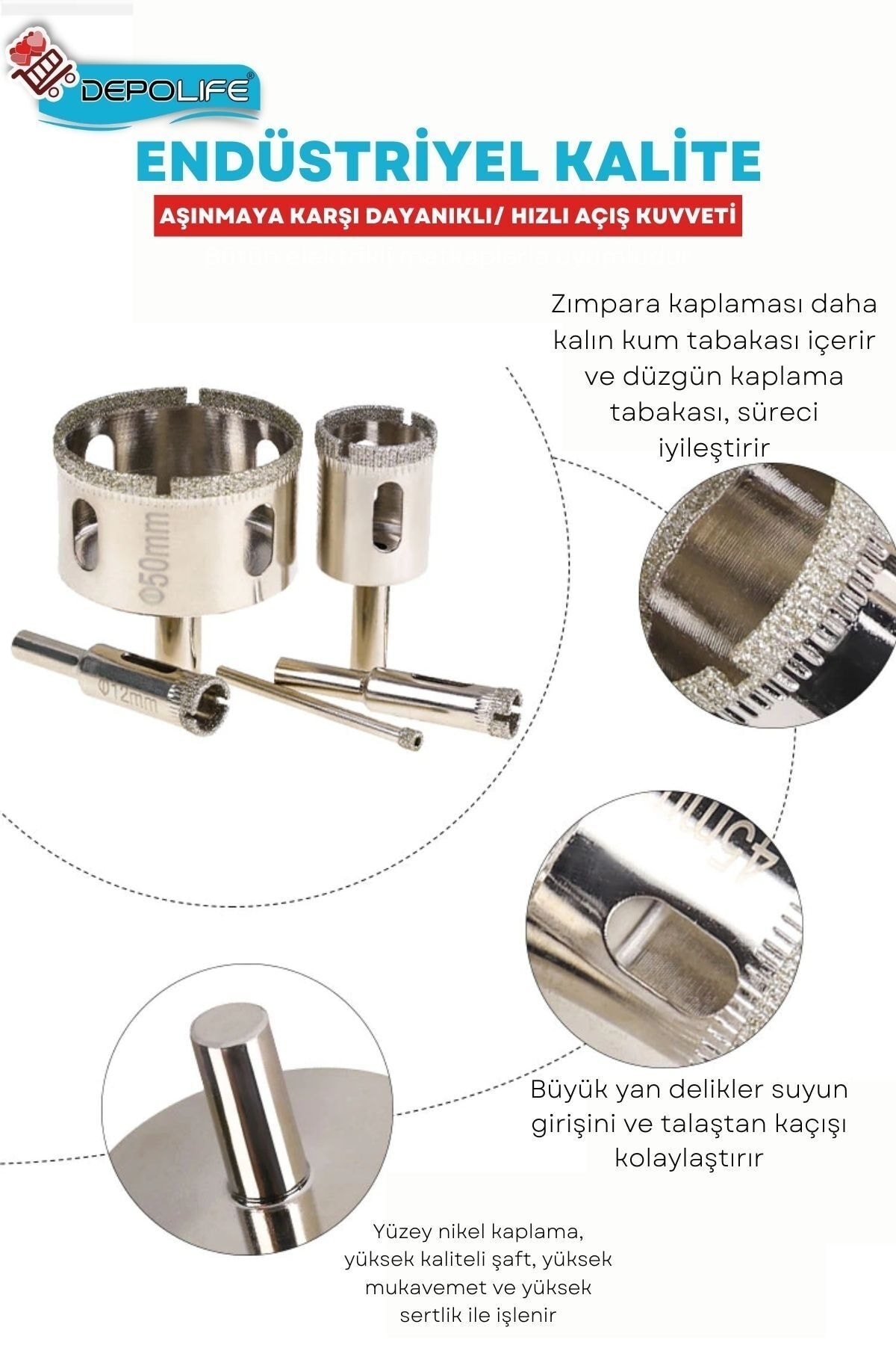22mm Mermer Granit Fayans Cam Yuvarlak Delme Panç Elmas Uç Yuvarlak Açma Matkap Için Karot