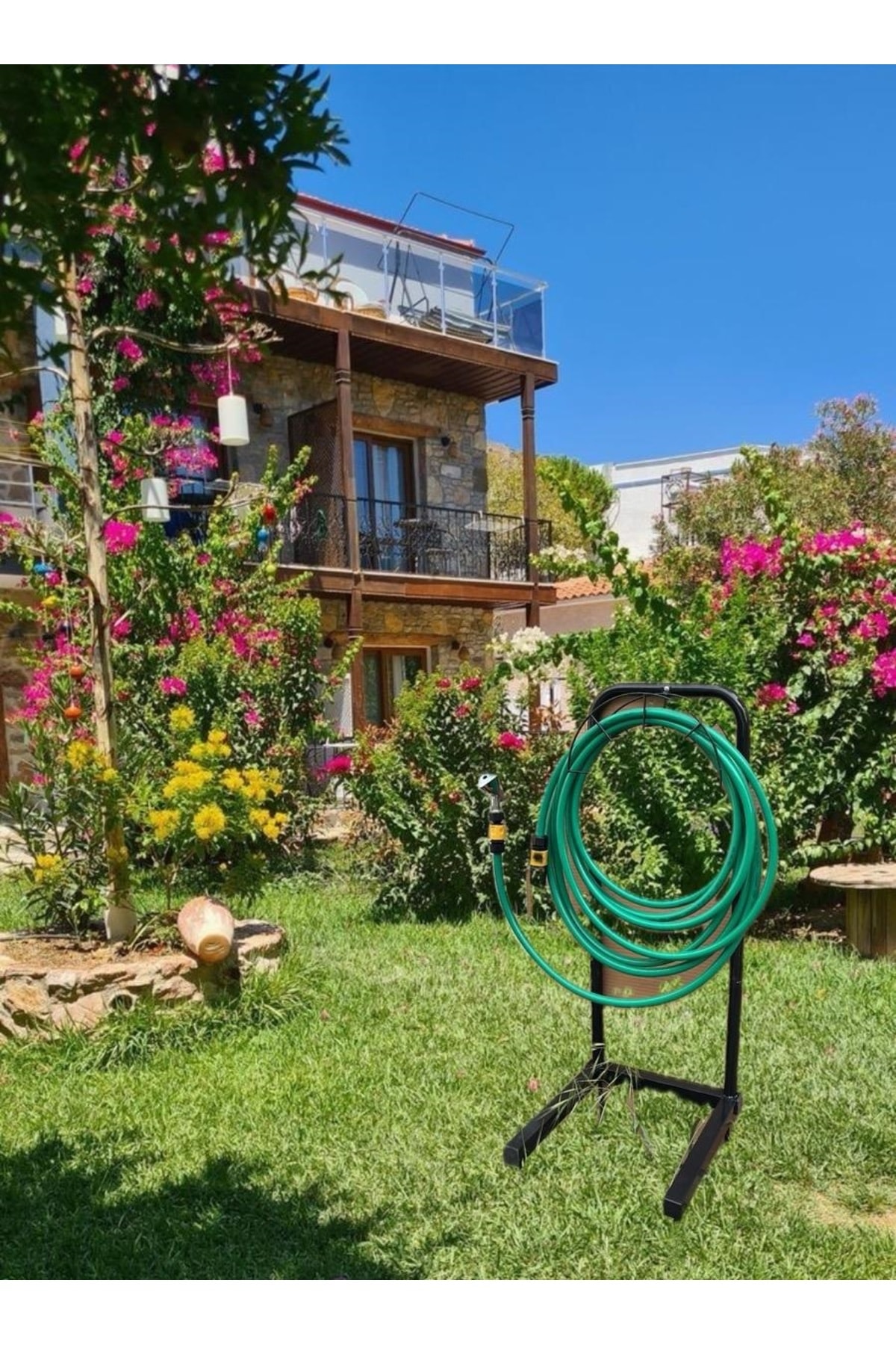 Hortum Toplama Aparatı Bahçe Su Hortumu Dolama Makarası Standlı Metal Hortum Dolama