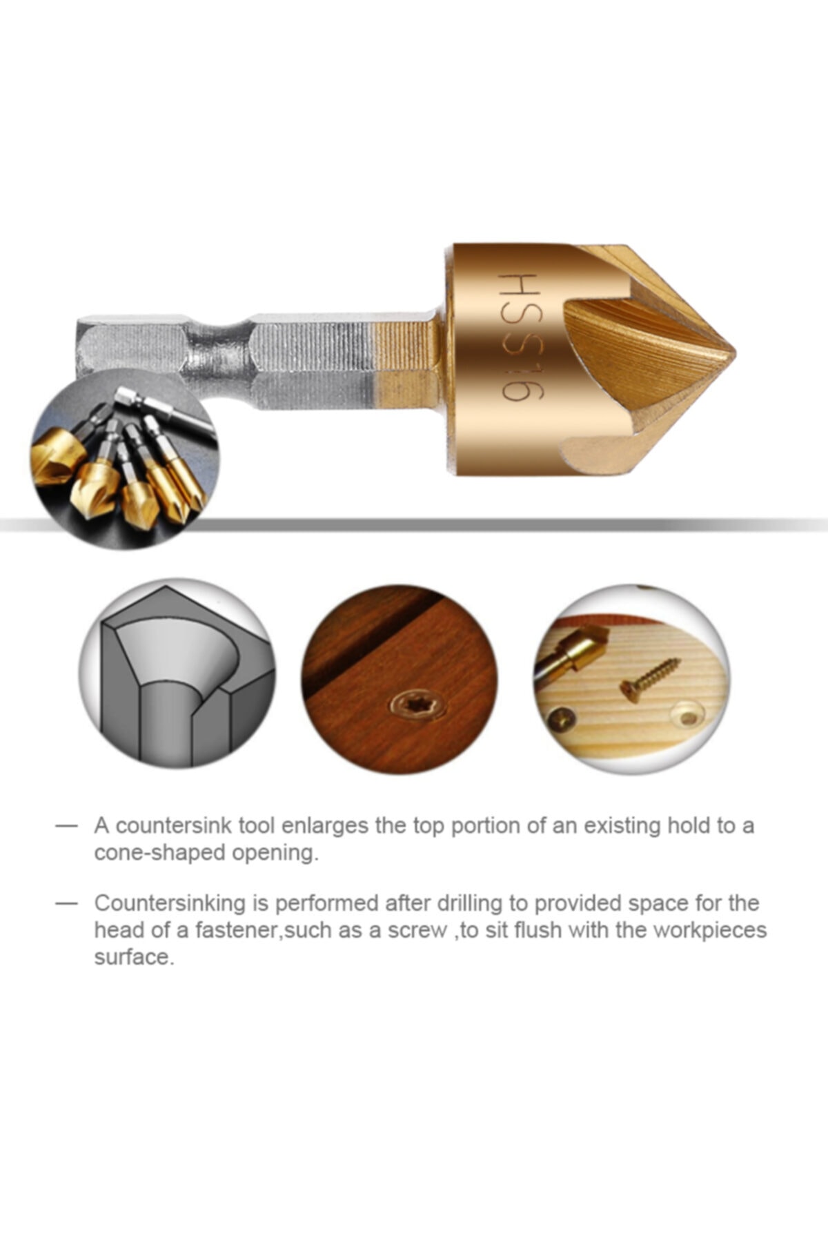 Hss Pah Havşa Delik Açıcı Matkap Ucu 1/4 Hex Saplı Kesici Takım Pnömatik 6mm-19mm 6 Adet Set