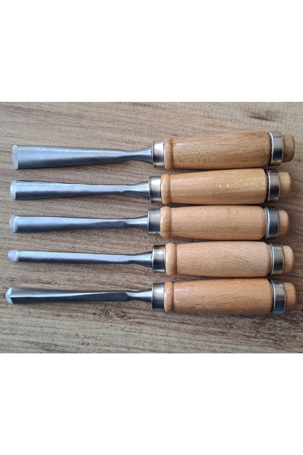 Ahşap Oyma Konik Iskarpela Bıçak Alet Seti Kaşık Kuksa Oval Oyma Yontma Torna Çakısı 5 Parçalı Set