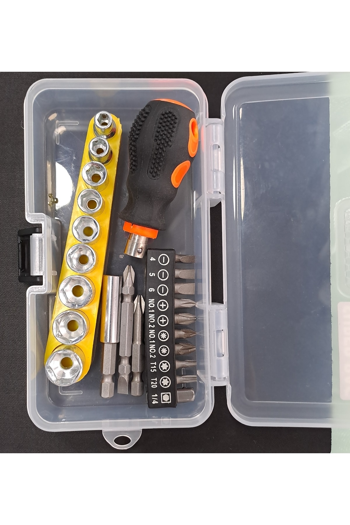 Çantalı Tornavidalı Lokma Takımı Yıldız Düz Bits Uç Seti Altıgen Bits Hex 25 Parçalı
