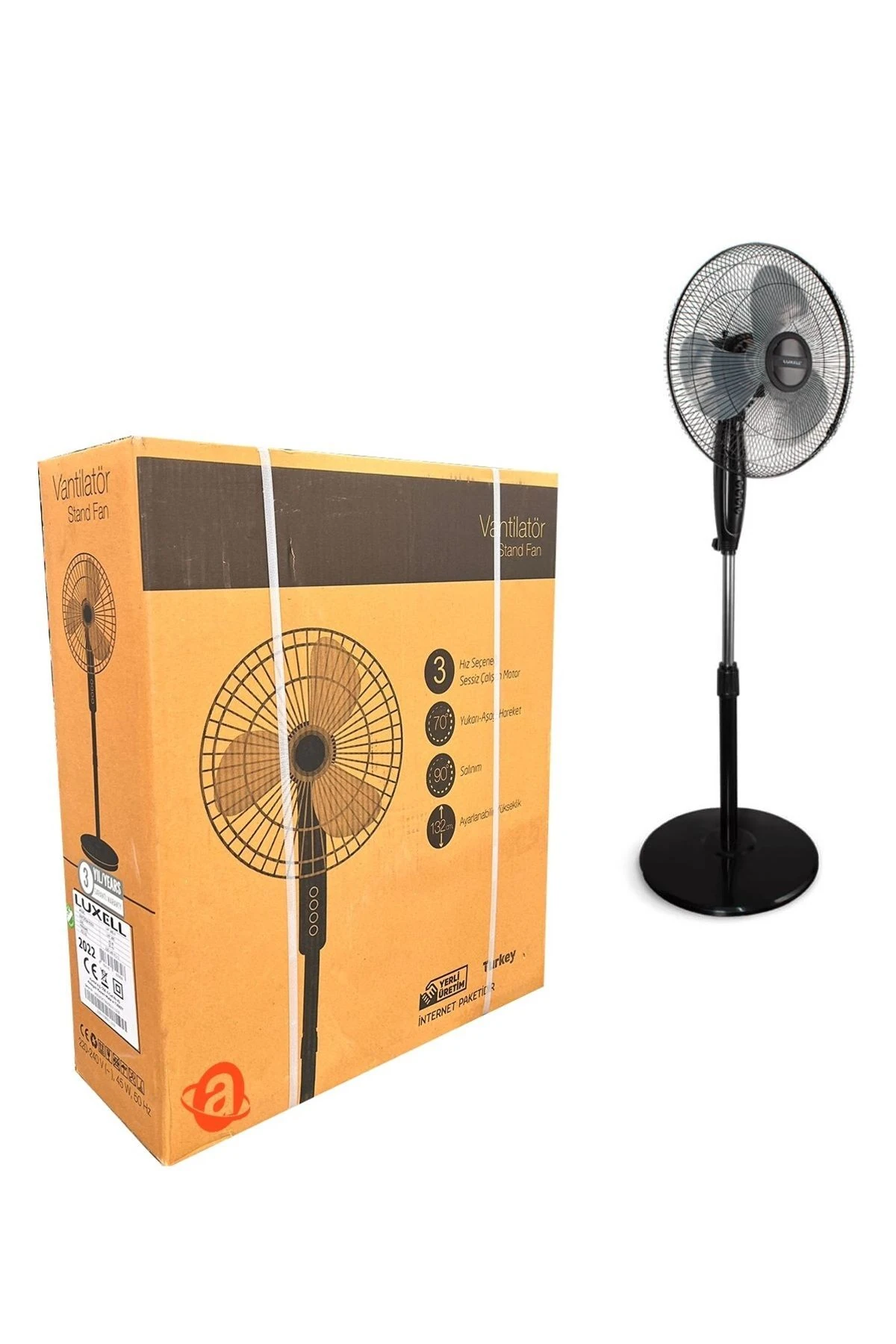 Lxf-285 Ayaklı Hava Vantilatörü 3 Kademe Hız Ayarlı Pervane Simit Ayak Vantilatör 40cm Fan