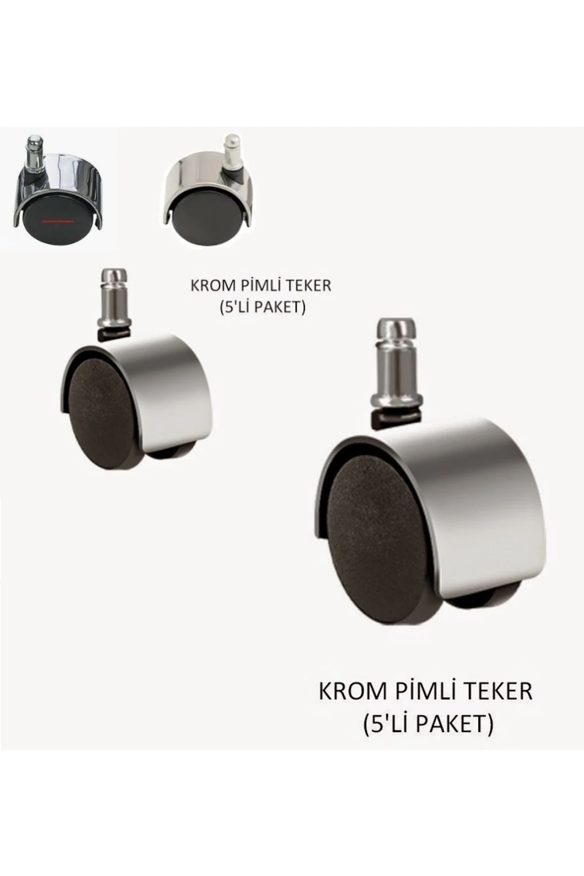 Ofis Koltuk Tekerleği Krom Görünümlü Lüx Tekerlek 5li Set Yüksek Kalite