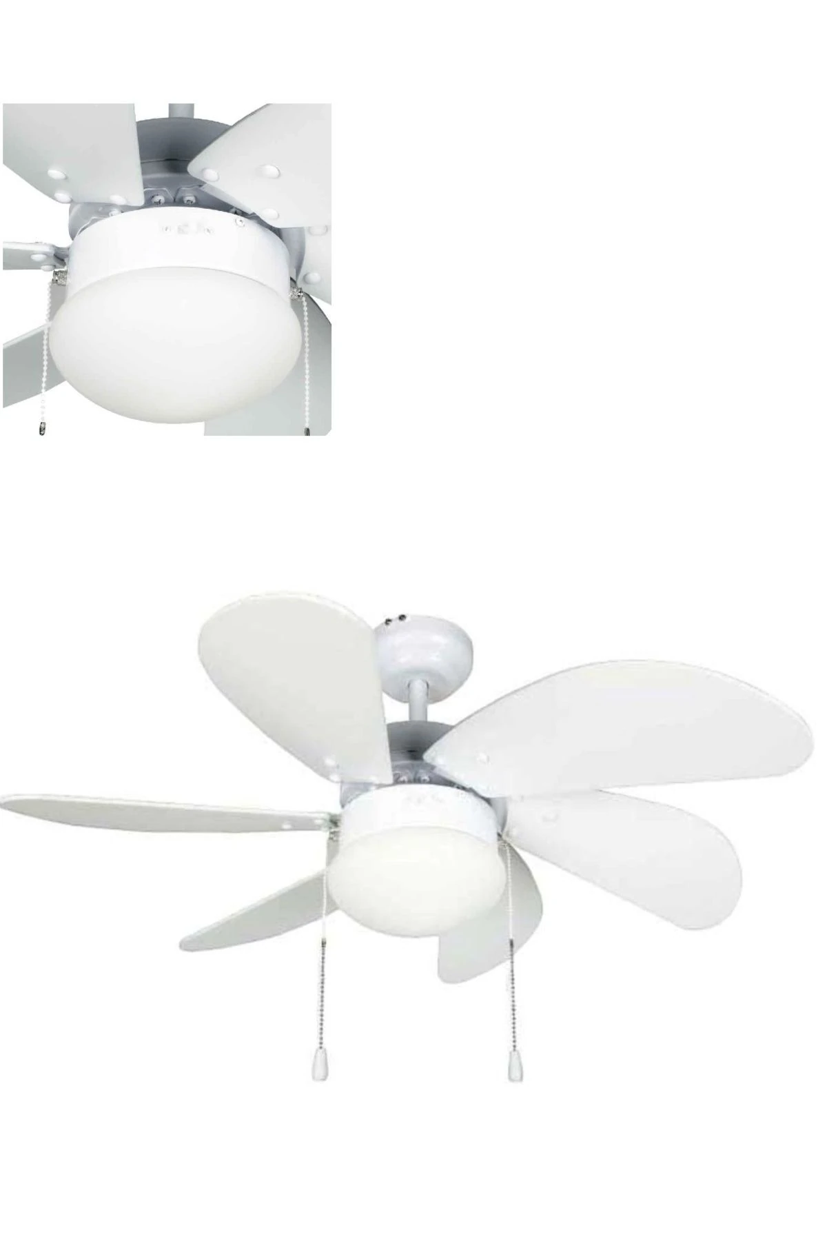 Tavan Vantilatörü 6 kanatlı Aydınlatmalı beyaz 76cm Tavan Pervanesi