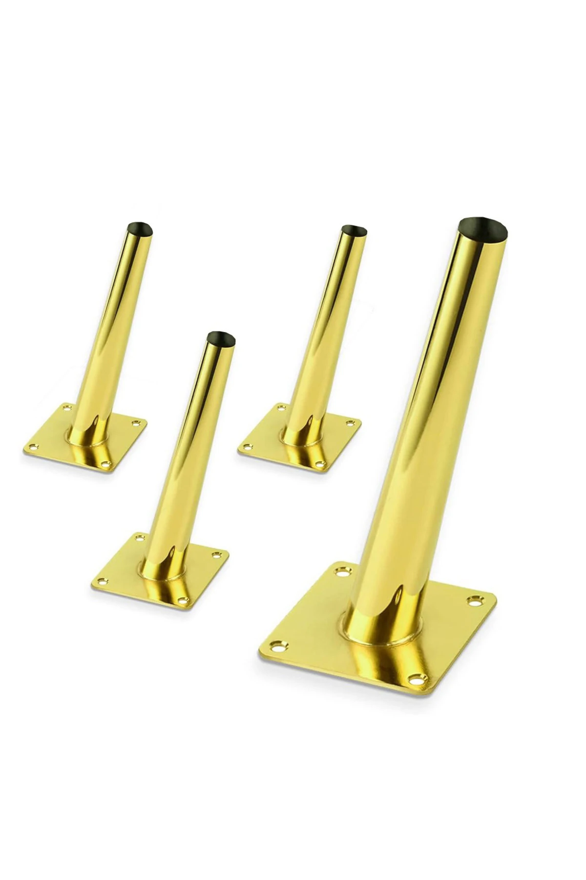 Altın Rengi Eğimli Metal Mobilya Ve Koltuk Ayağı Pabuçlu Güçlü Ayak Seti 4 Adet 23cm