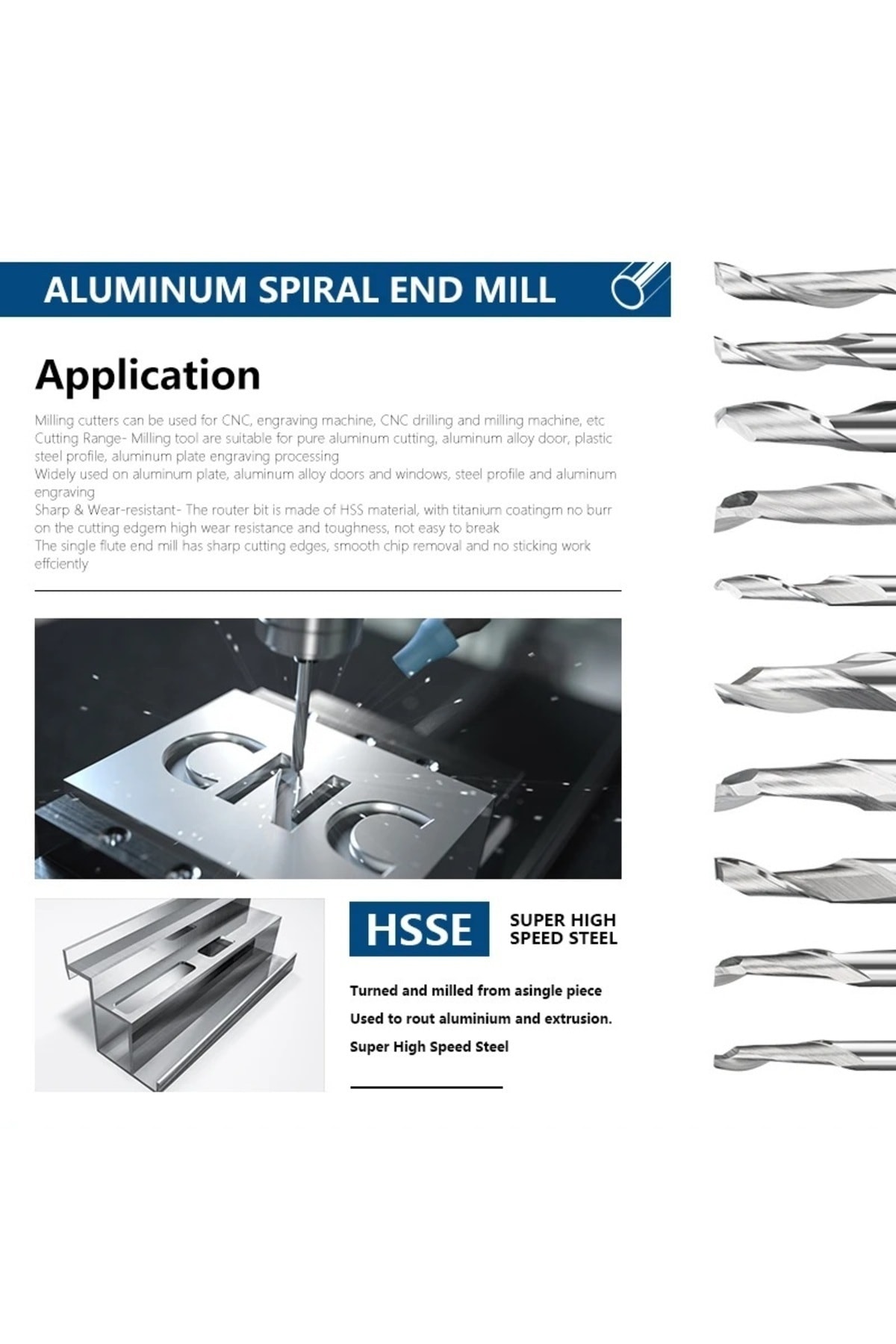 freze için kesim tek flüt karbür End Mill 1,6mm CNC uç Spiral yönlendirici alüminyum bakır ahşap MDF