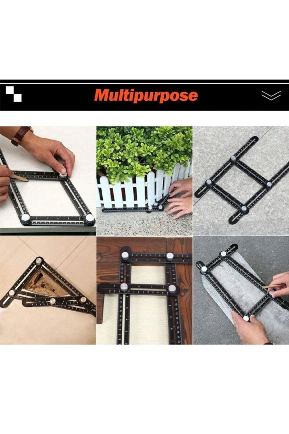 Gönye Fonksiyonlu Alüminyum Delik Ayarlayıcı Şablon Cetveli 6 Yönlü Ölçüm Cihazı Ayarlı Açılı Şablon