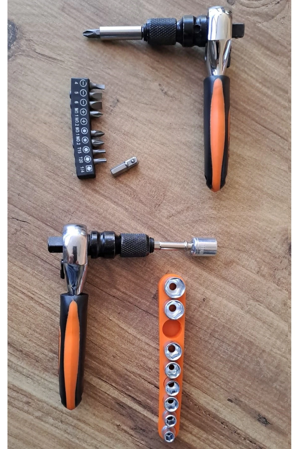 Fonksiyonel 1/2 ve 3/4 Cırcır Kollu Lokma seti 12 Parça Lokma Anahtar Takımı Somun Sökme adaptörlü