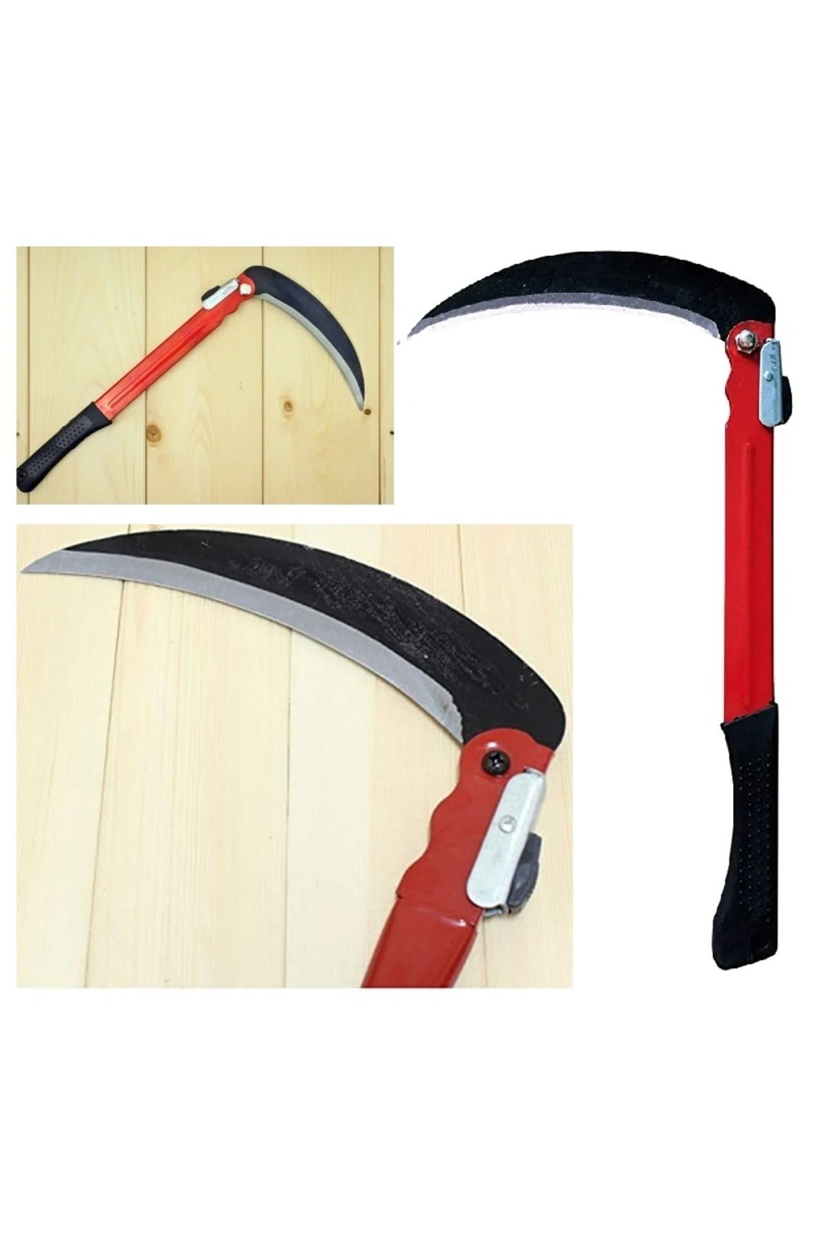Katlanır Tırpan Ağaç Dal Ot Çalı Kesme Budama Orak Ve Tırpan Taşı Eğe Bileme Seti 3 Parça Bahçe Seti