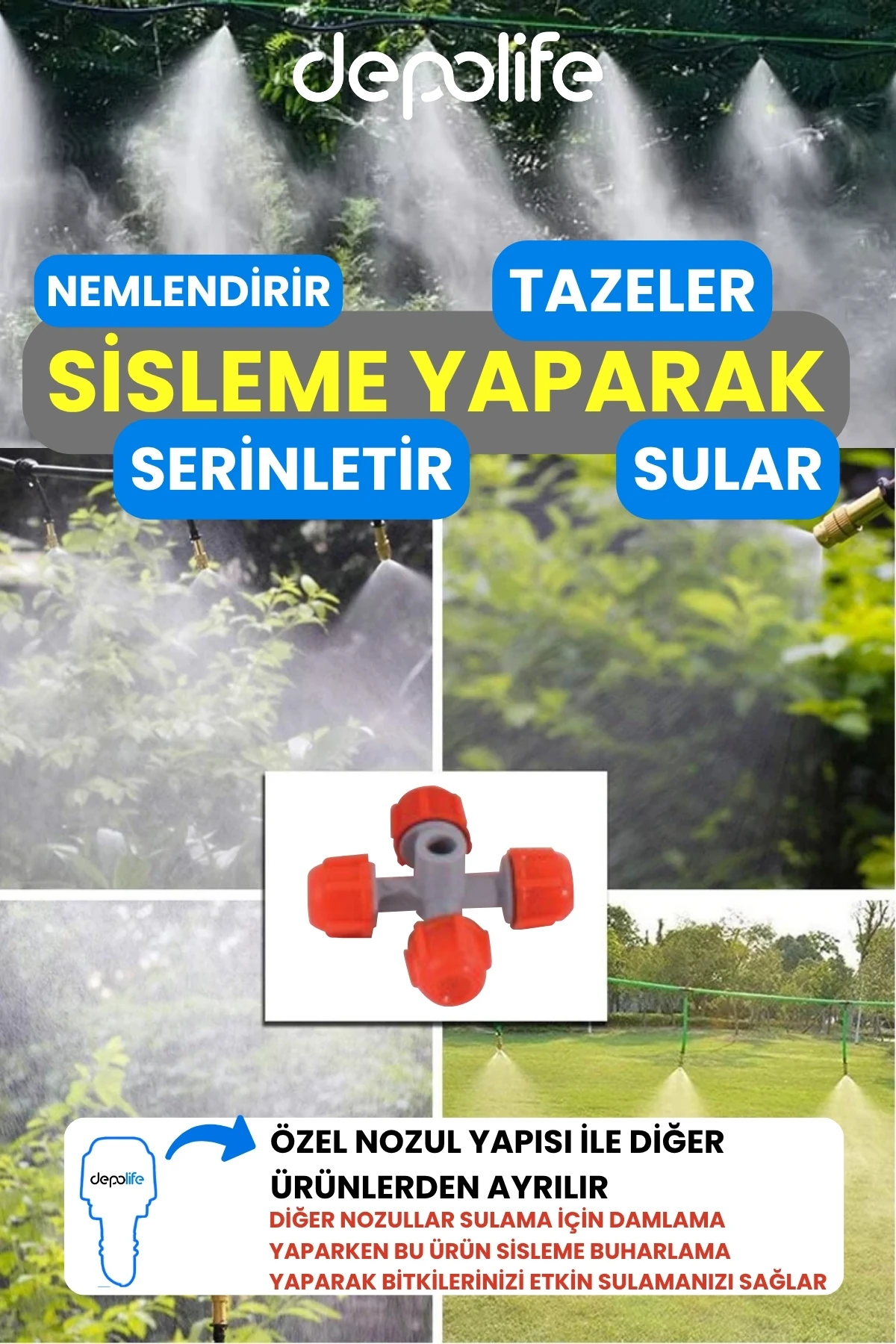 Sera Bahçe Tarla Mini Sprink Buharlama Sisleme Nozulu Hortum Sulama Seti