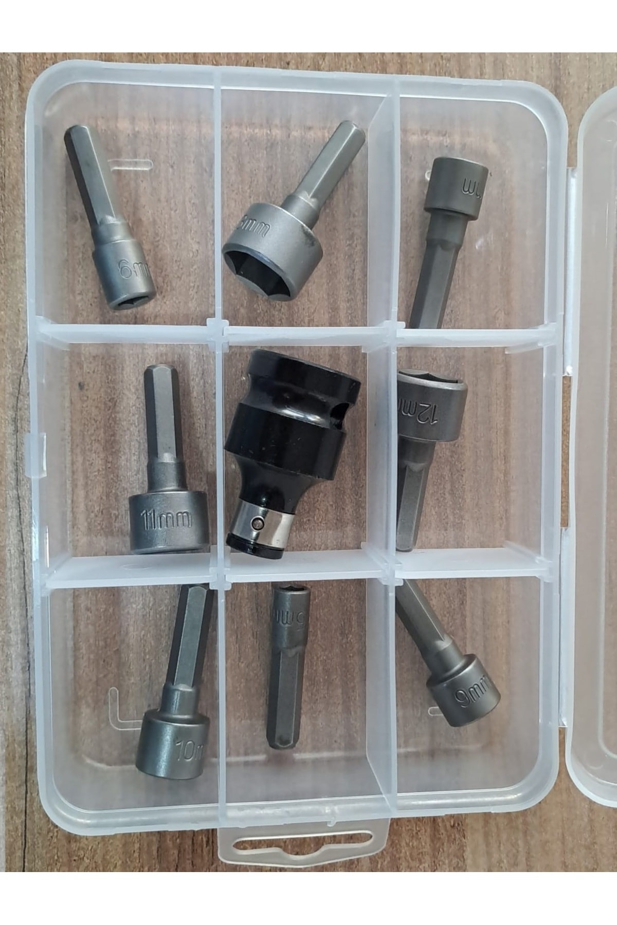 Somun Sökme Sıkma Torklu Makine için 9 adet lokma seti ve bits Adaptör 1/2 Hex