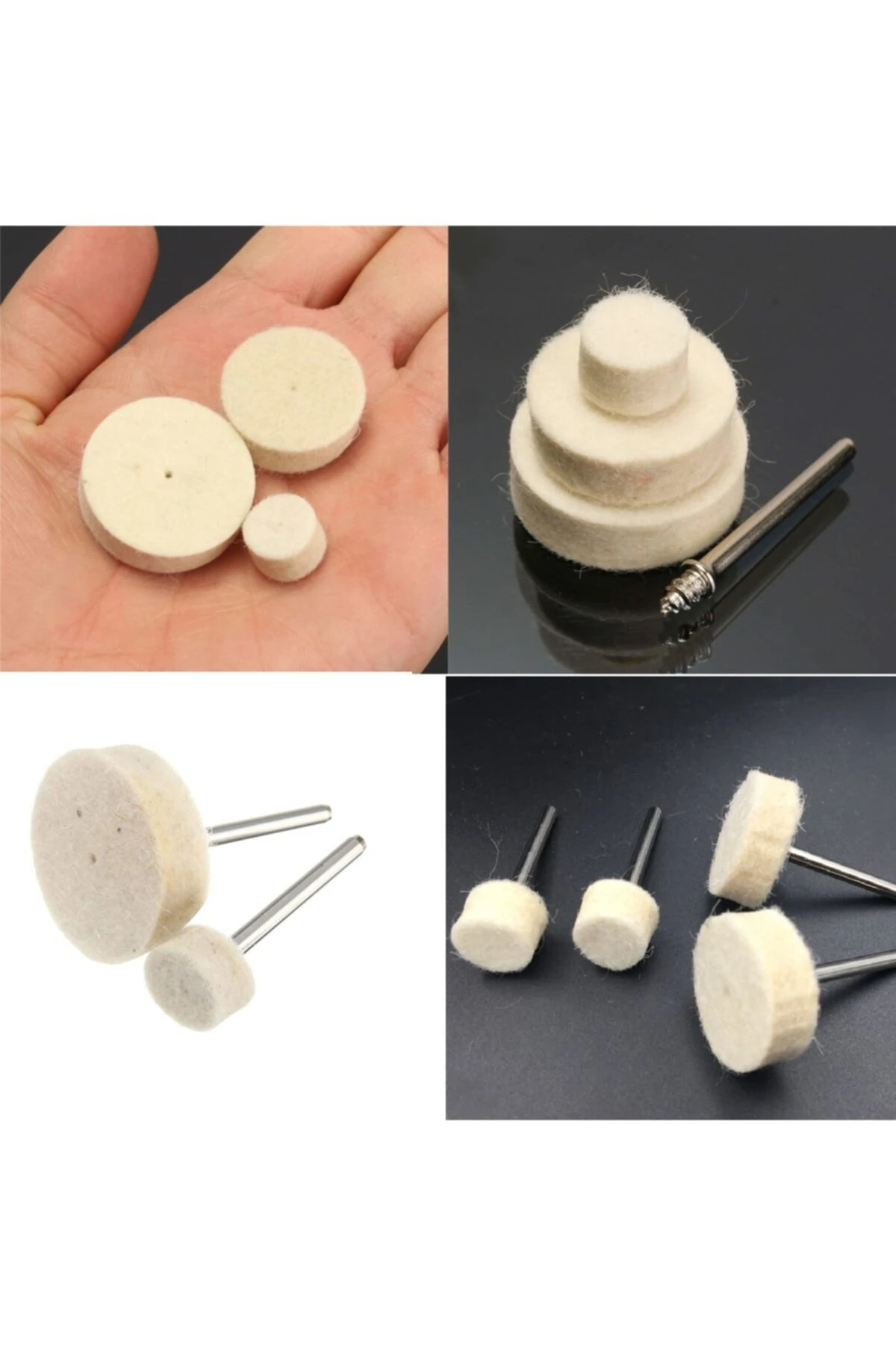 Polisaj Cila Parlatma Keçesi Yün Matkap Ucu Keçe Dremel 13/25/30mm Toplam 30 Adet Keçe 3 Aparat