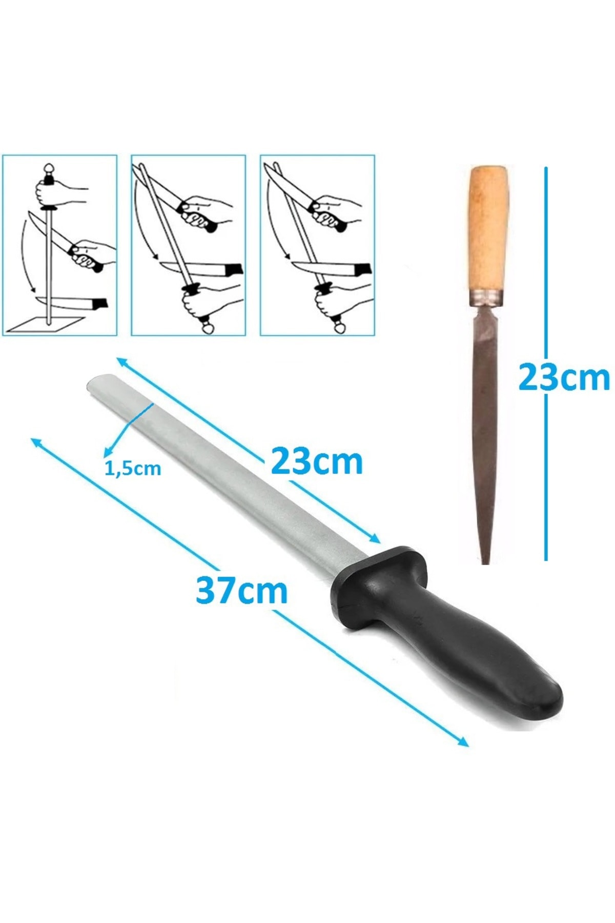 bıçak bileme oval masat ince eğe seti satır nacak bileme için 3 gen ege ve oval masat
