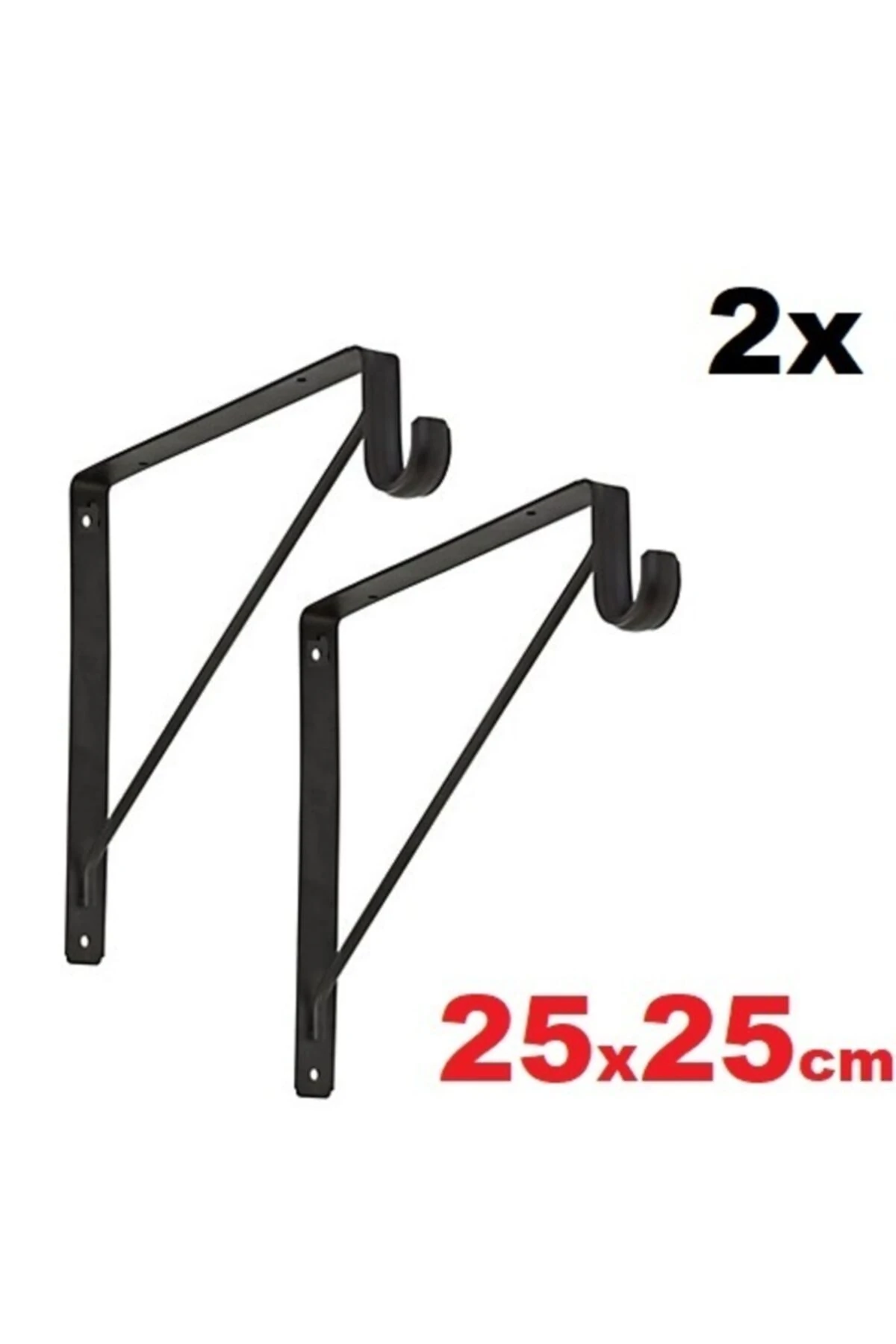 Metal Braket Raf Tutucu Demiri Askılık Borusu Takılabilir Duvar Montajlı Siyah Renk 25x25cm.
