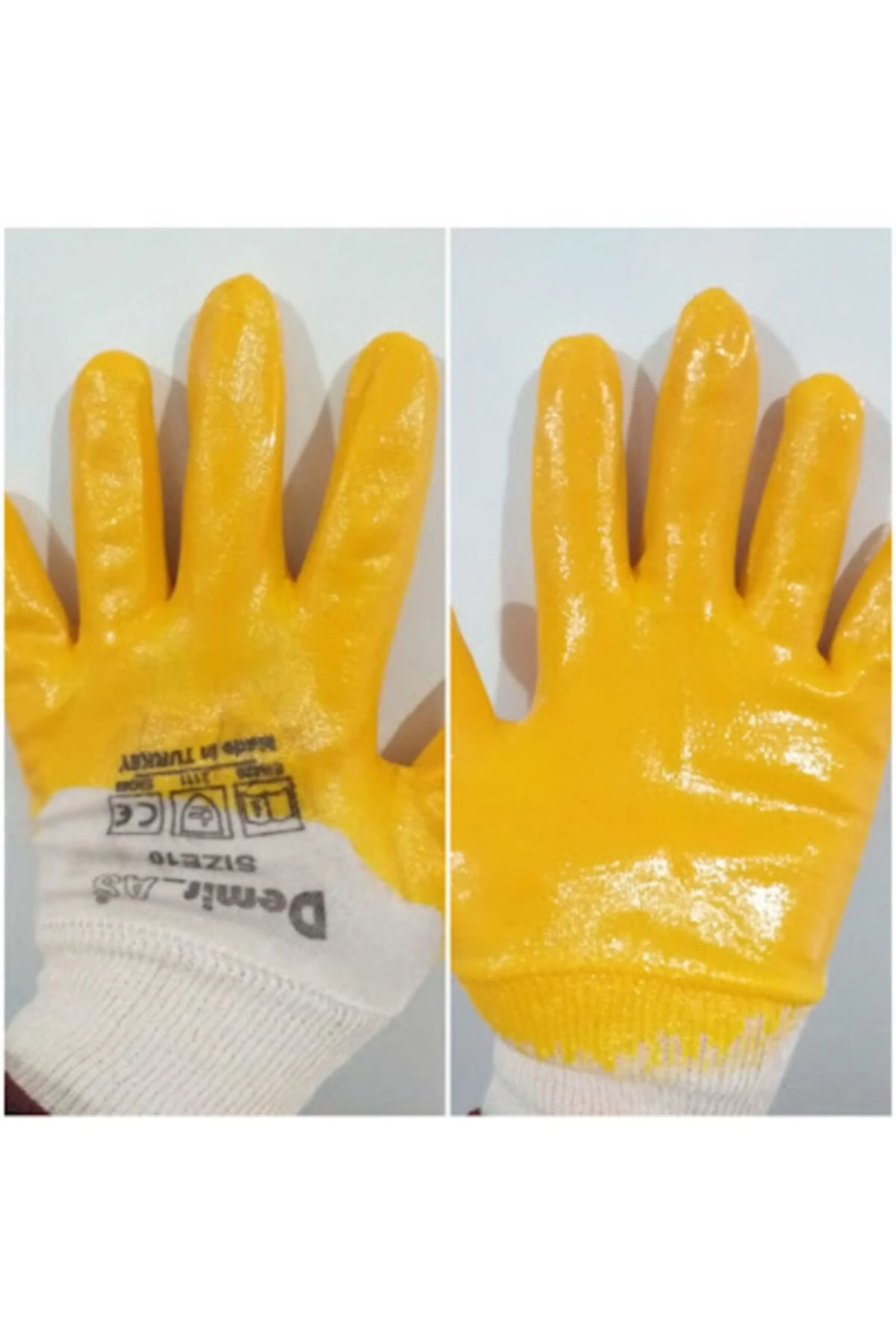 Demir Çalışma Koruyucu Nitril Eldiven Seti 10 Lu Takım Eldiven Xl Pamuklu Örme Lateks Kaplama