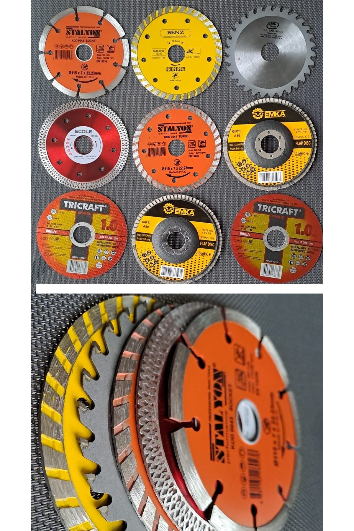 Ahşap Metal Mermer Granit Seramik kesici disk Seti Kesme Zımparalama Daire Disk Bıcak 115mm ispirel