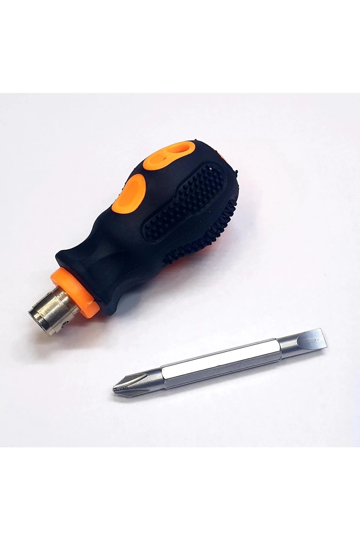 Tombul Kısa Tornavida 1/4 Hex 2 Yönlü Yıldız Düz Bits Uç 2 Parça Set