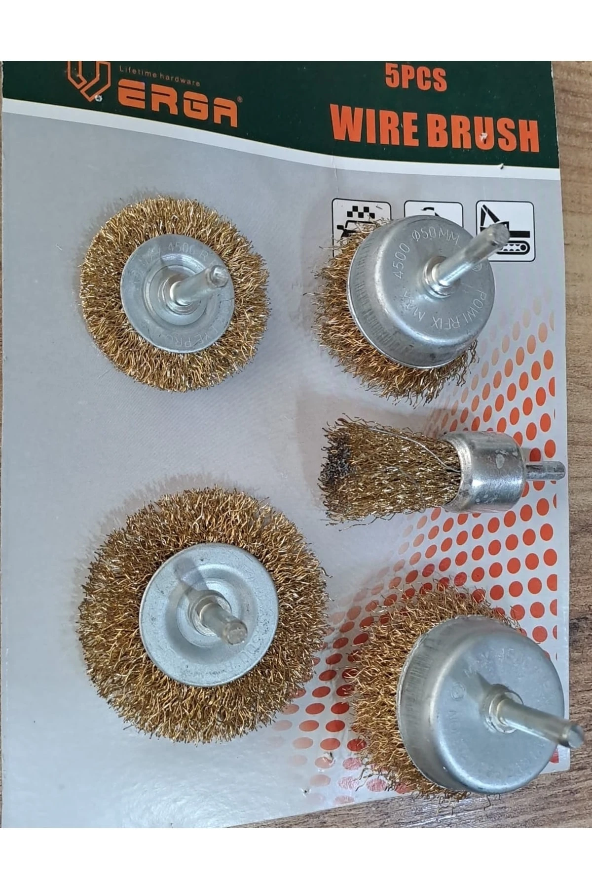 5 Parça Pimli Matkap Için Tel Fırça Seti Prinç Kaplı Çelik Tel Fırça Silindir. Konik Set