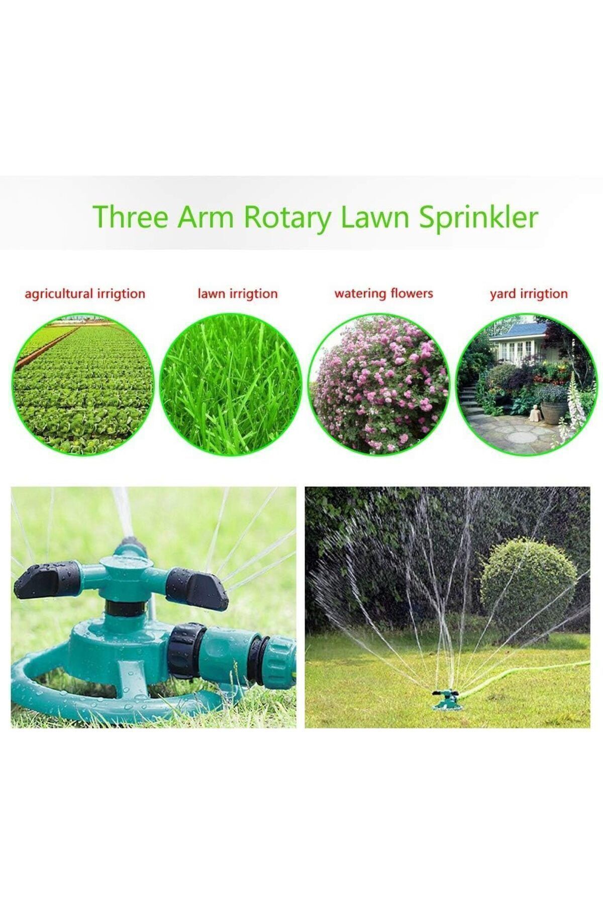 Ayarlanabilir Otomatik 360° Dönebilen 12 Kanal Nozullu Çim Bahçe Sulama Sprinkler Fıskiye