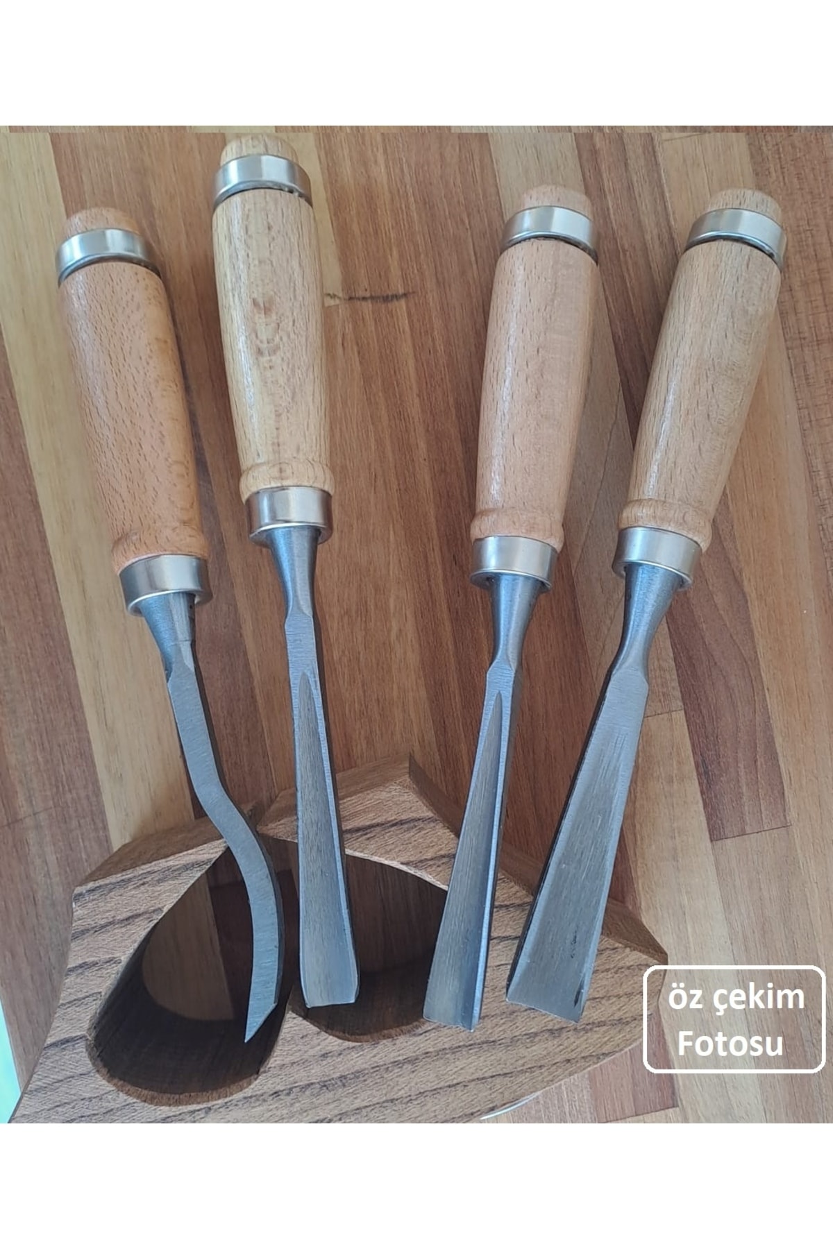 Ahşap Oyma Iskarpela Bıçak Alet Seti Kaşık Kuksa Oval Düz Oyma Yontma Torna Çakısı 4 Parçalı Set