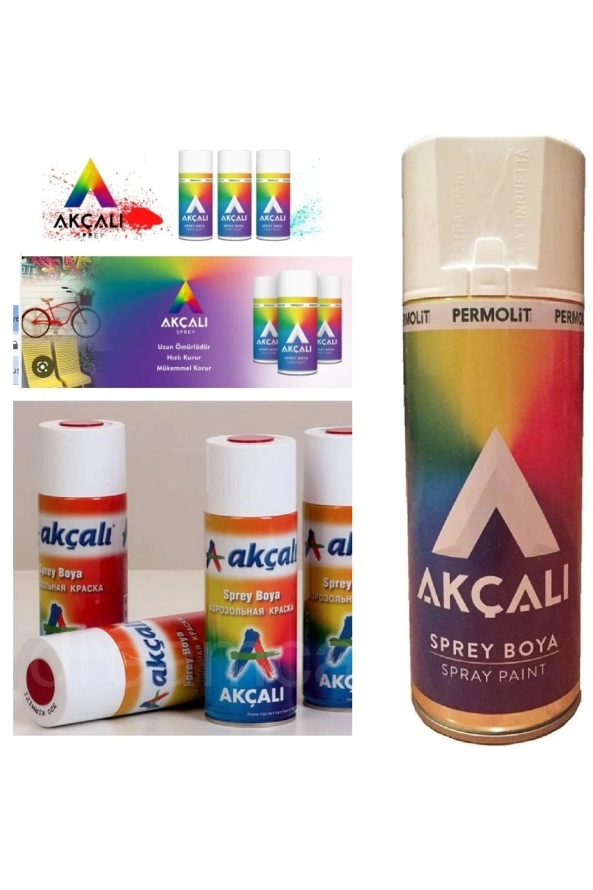 Akçalı Sprey Boya Parlak Beyaz 301 400 Ml Tüp 2 Adet