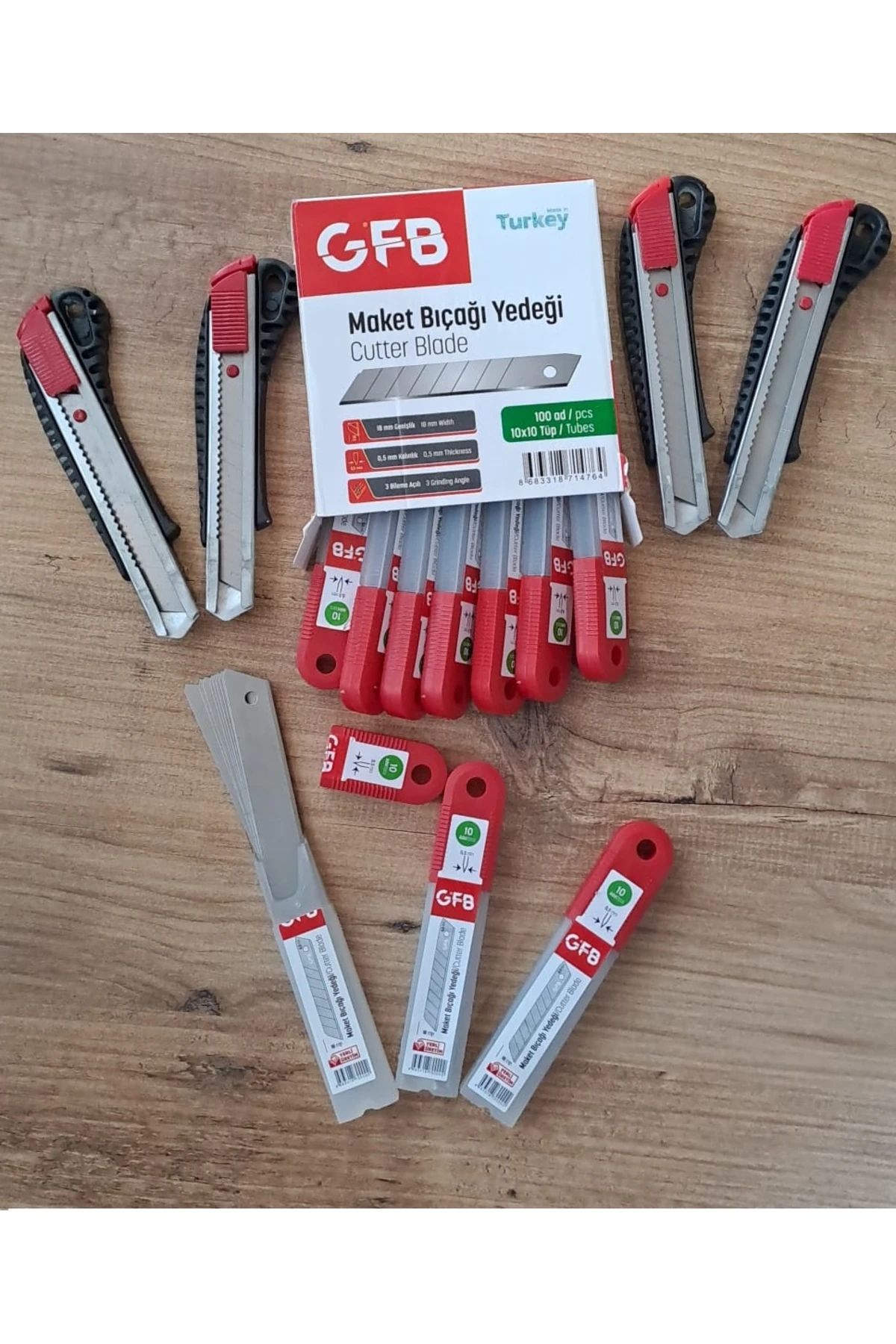 Metal Falçata 4 adet ve 100 adet falçata yedek bıçağı seti GFB maket bıçağı 0.5mm