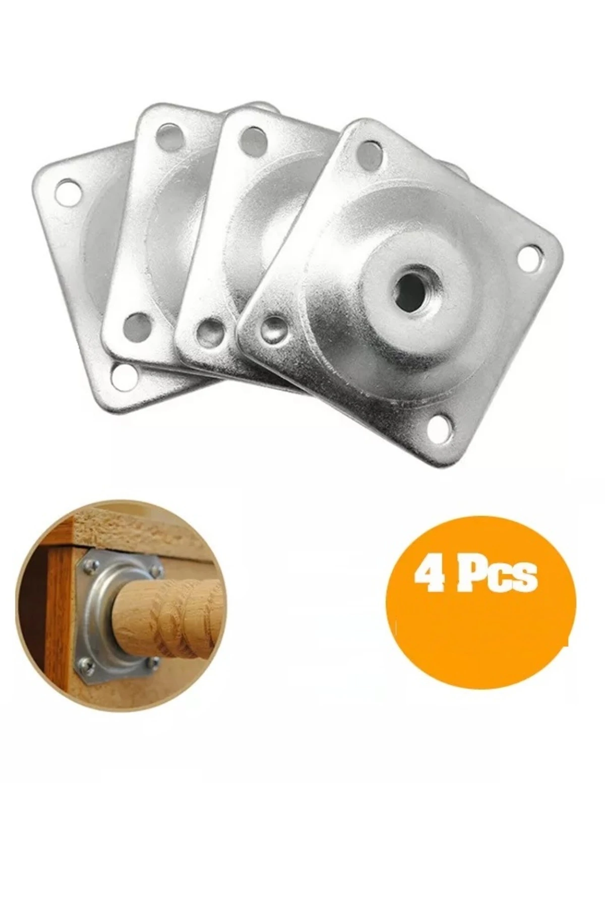 Mobilya Ayak montajı için m8 tabla 48x48cm 4 lü braket çekyat koltuk masa ayak montaj demiri