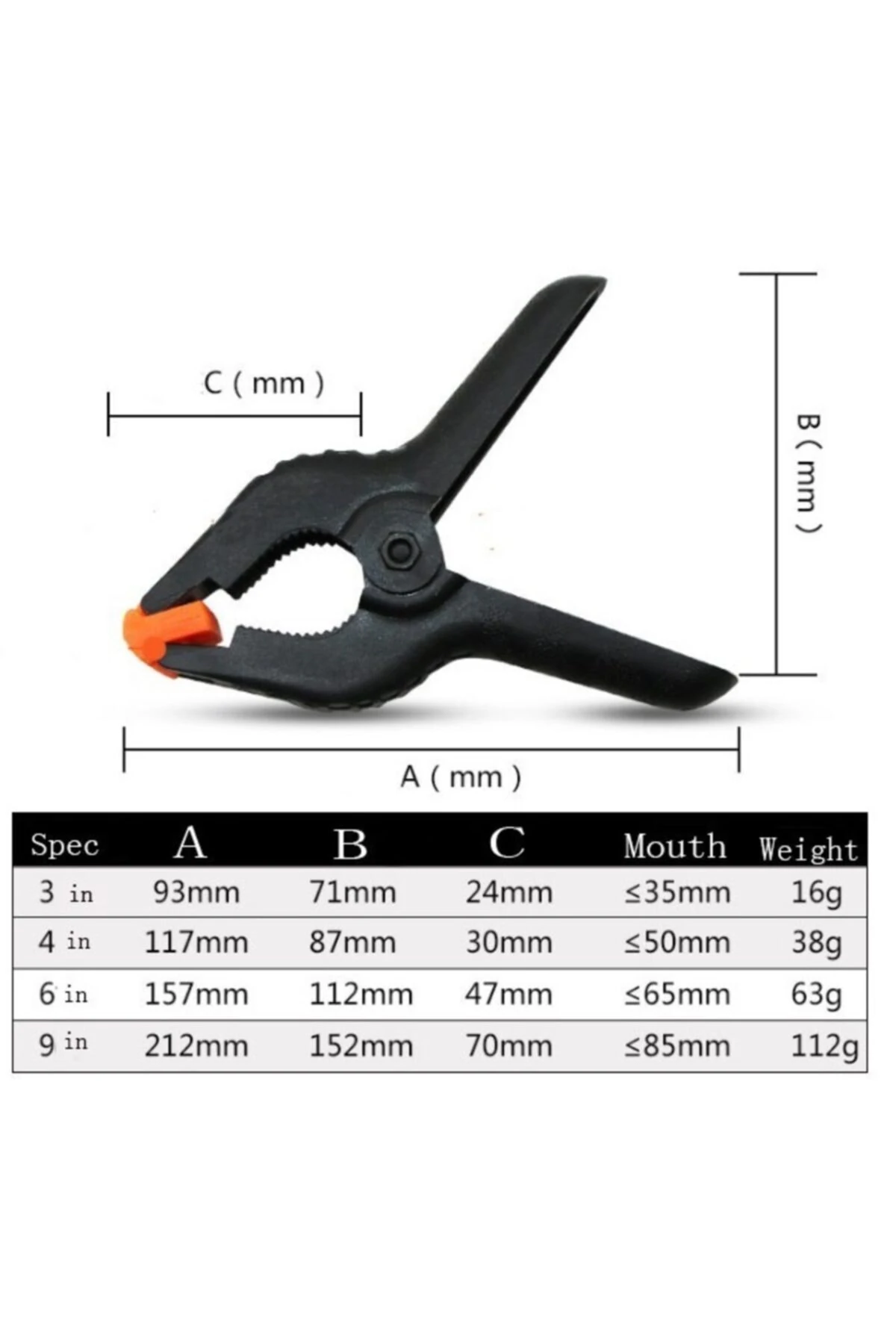 Kıskaç Klips Yaylı Işkence Plastik Kelepçe Güçlü Mafsallı Çene 4 Çeşit Mengene