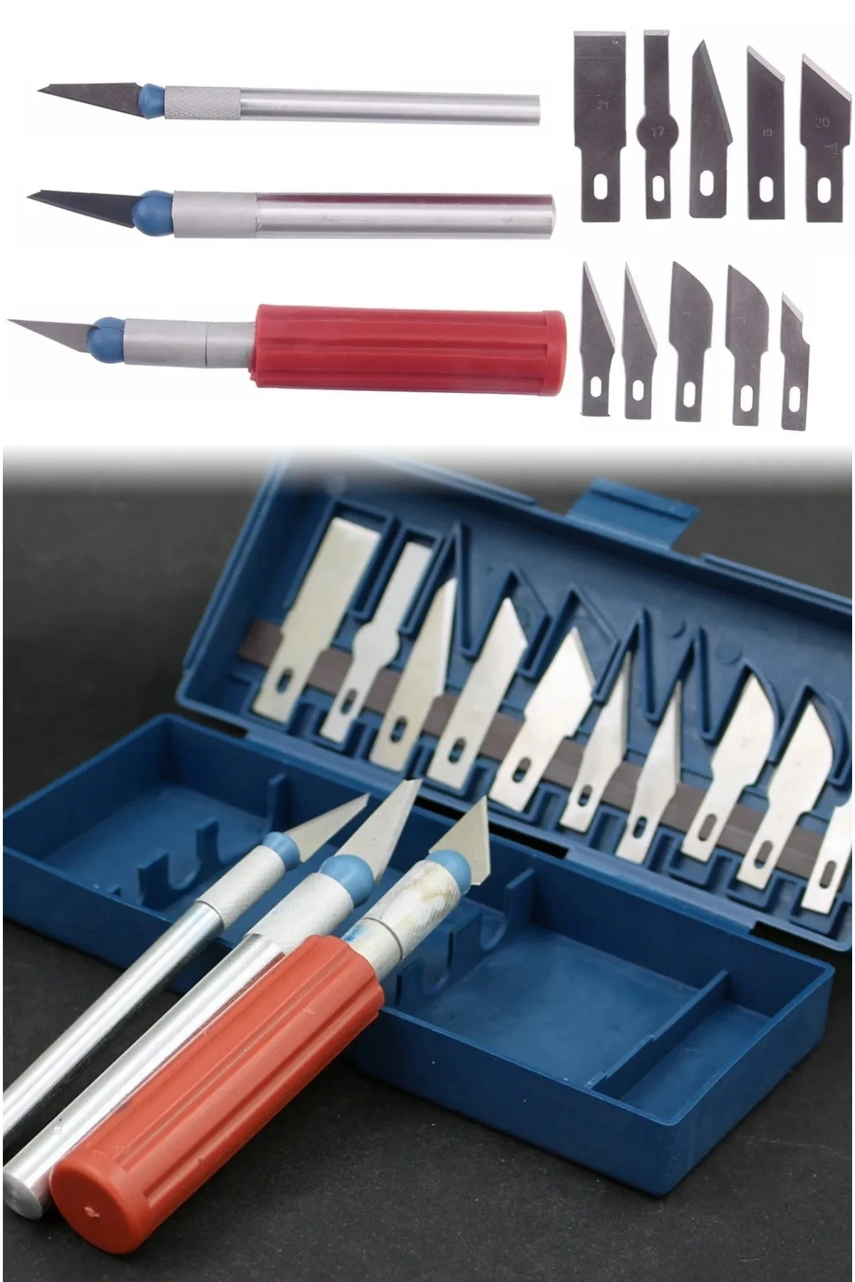 13 Parça Neşter Ucu Hobi Maket Bıçağı Falçata Ucu Neşter Seti kutulu Bistro Katetuar Bistüri