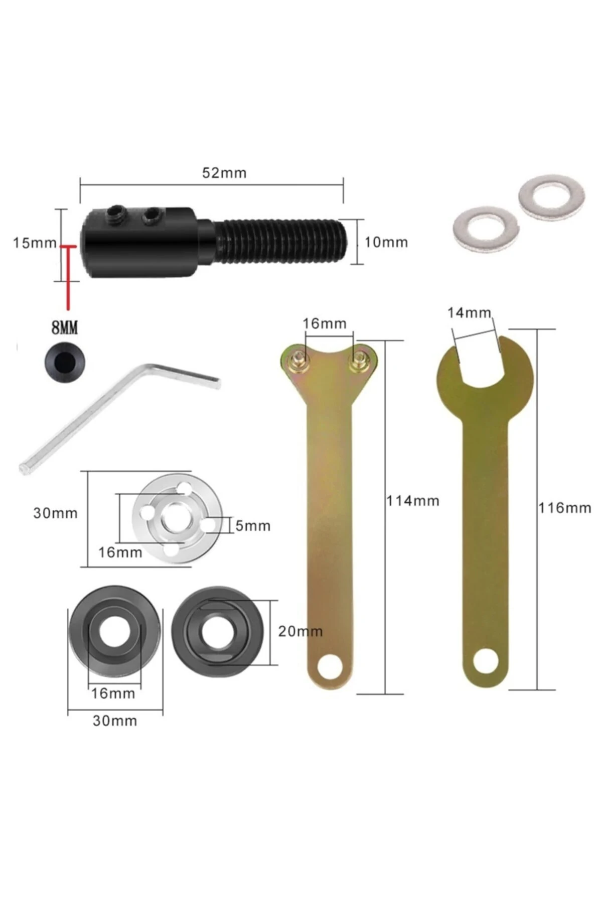8mm Motor Mili Için Bağlantı Şaftı Somunlu Anahtarlı Kaplin Seti Disk Bağlama Adaptörü Okul Proje