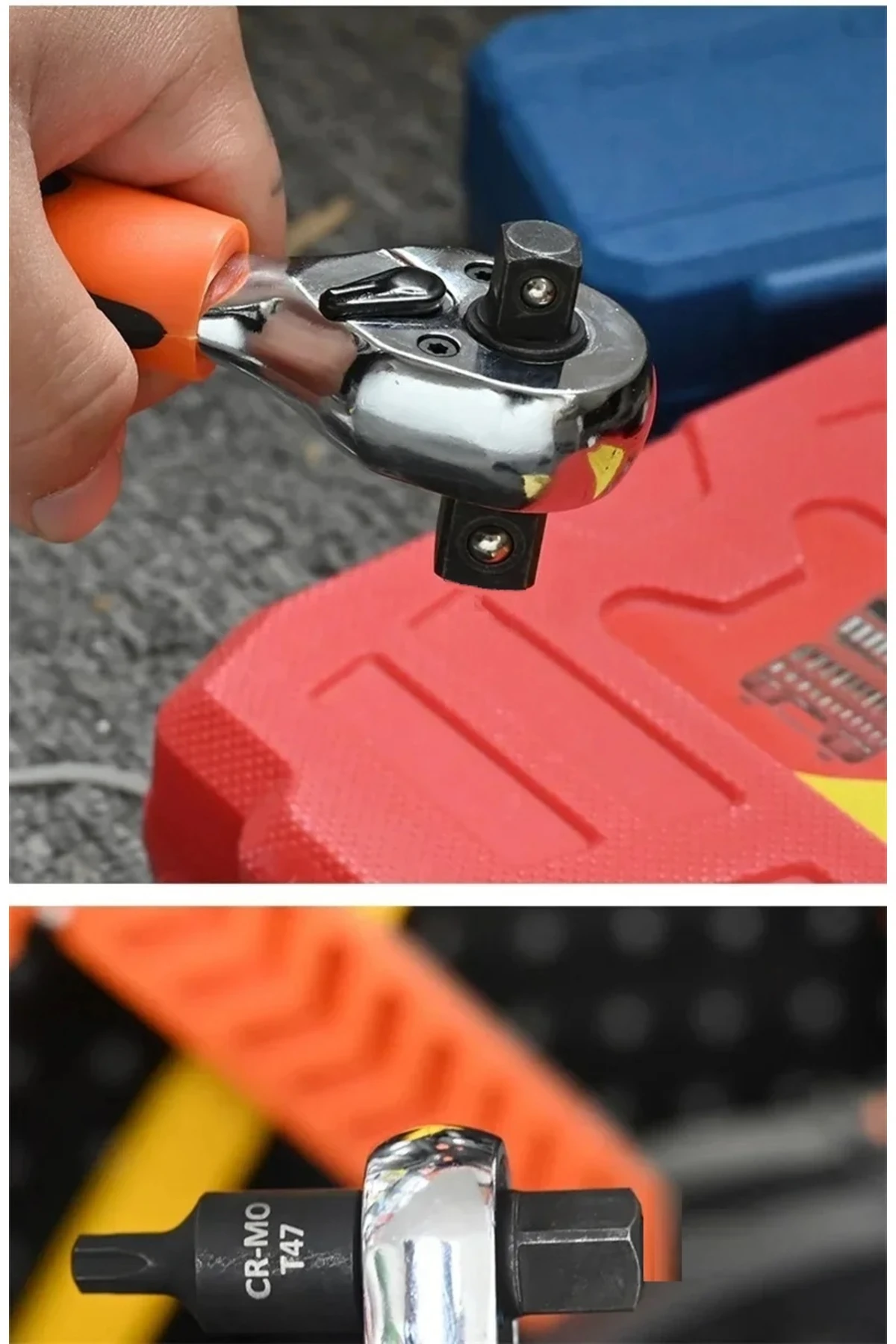 Fonksiyonel Cırcır Kolu Lokma seti 10lu bits uç 9lu Lokma Anahtar Takımı 22 Parçalı Cırcırlı Lokma