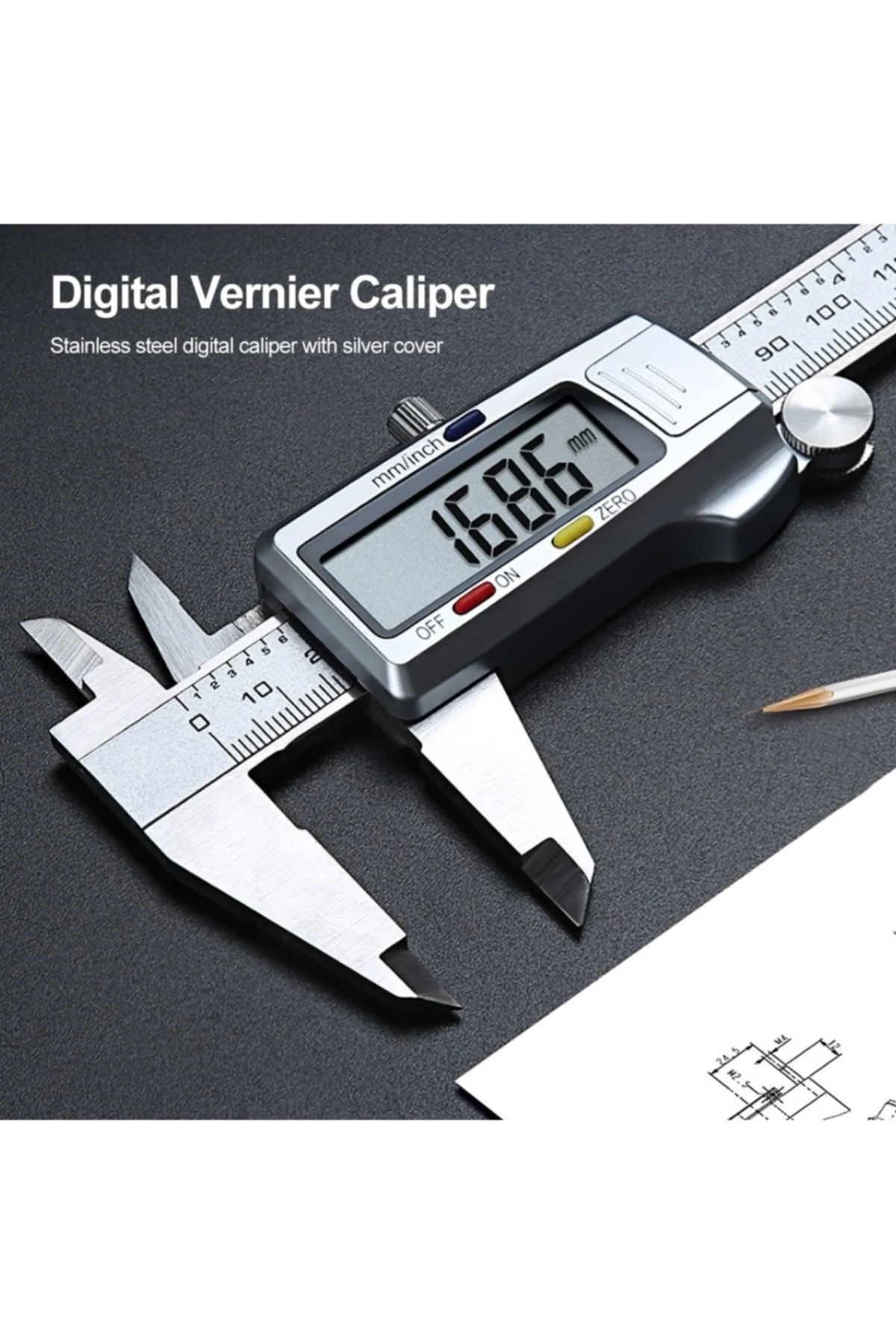 Kalınlık Ölçer Mikrometre Dijital Çelik Kumpas 0,01mm Hassasiyet Kompratör Elektronik Kumpas