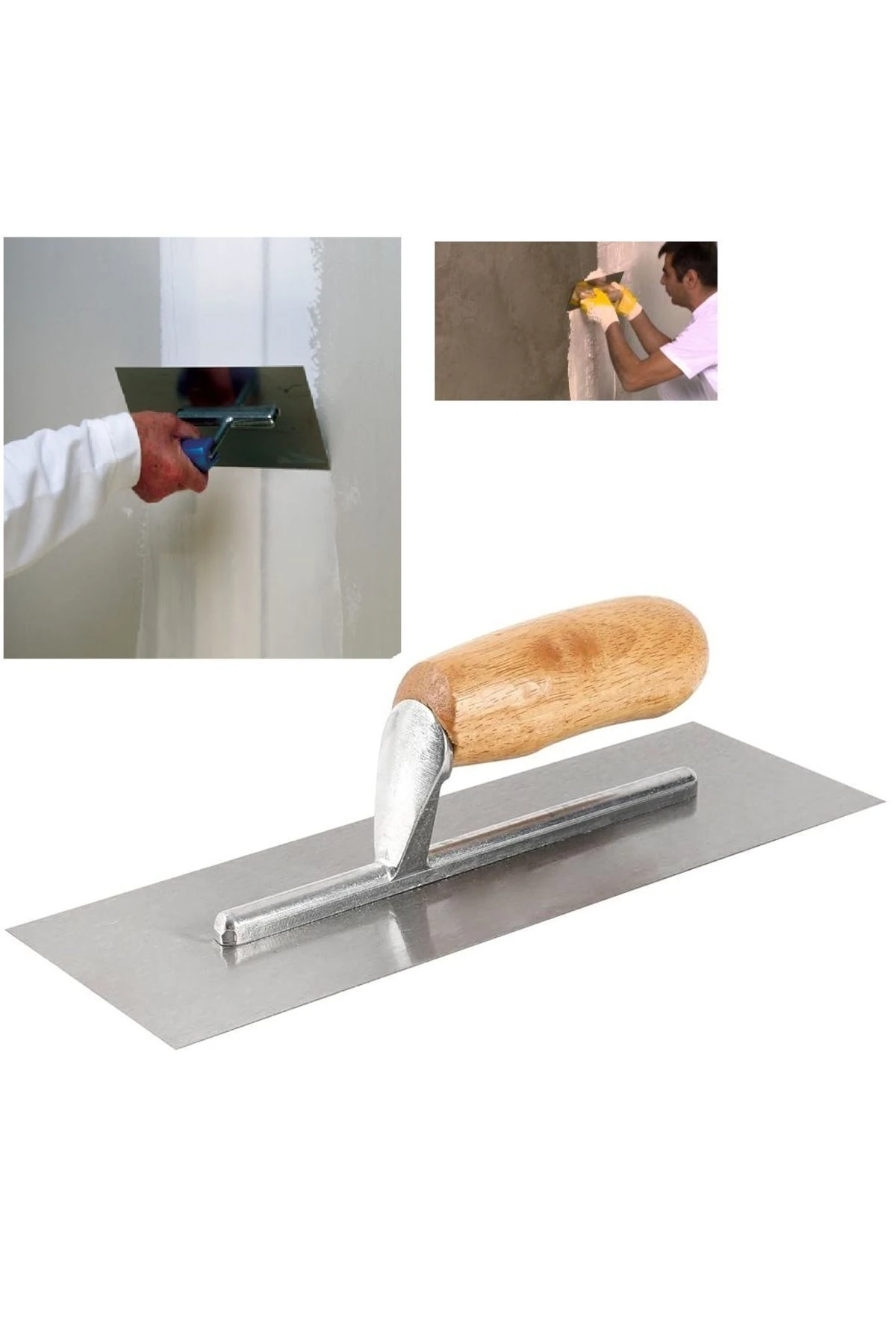 Alçı Kaleterasit Malası Ahşap Saplı Çelik Sıyırma Düzeltme Temizleme Sıvacı Harç Sonlama Malası