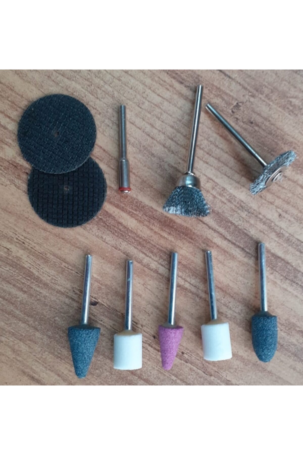 Mini Atşlama Benzeri Metal Ahşap Kesme Fiber Disk Taş Zımpara Tel Fırça Seti 10 Parça Vız Vız Set