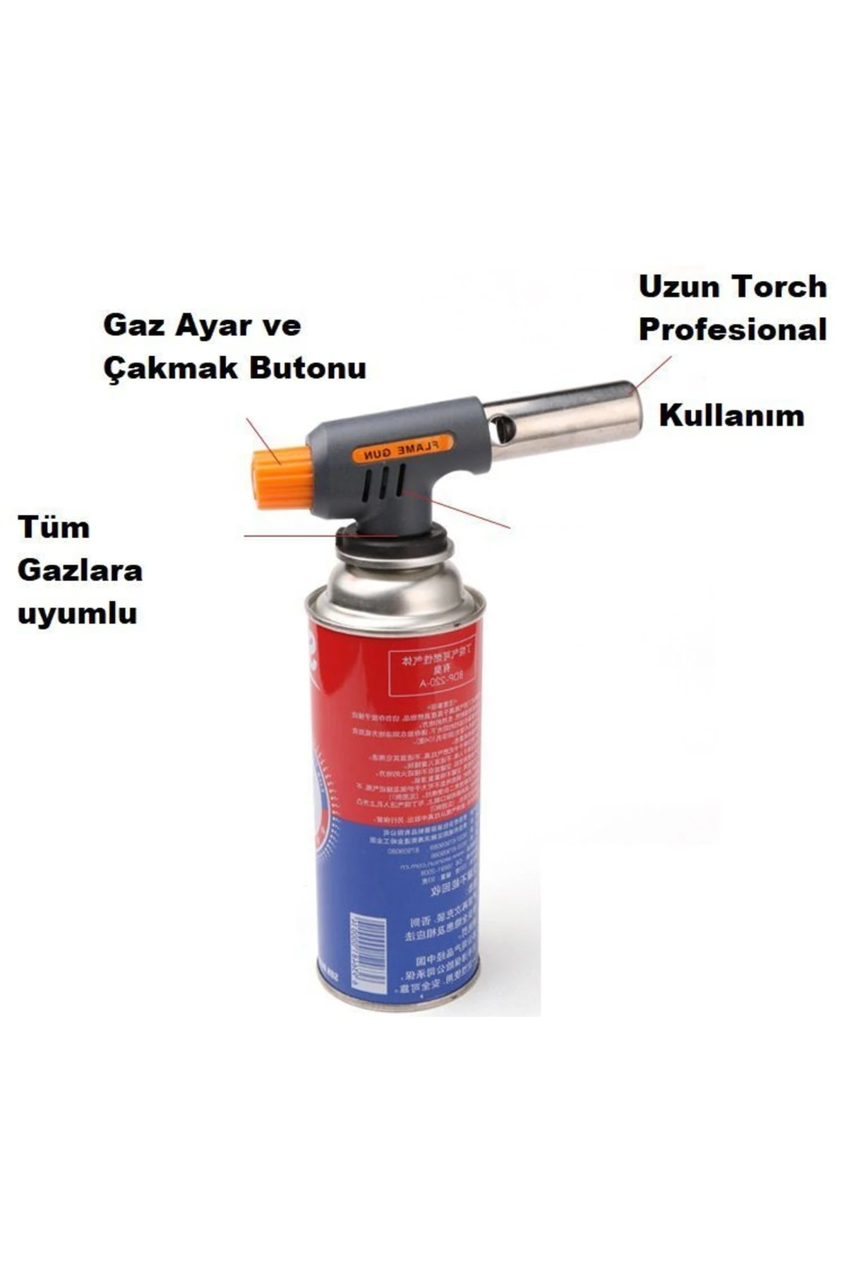 Torch Kafa Tüm Çakmak Gaz Tüplerlerine Uyumlu Torch Pürmüz Alevli Çakmak Pürmüs Üniversal Kafa