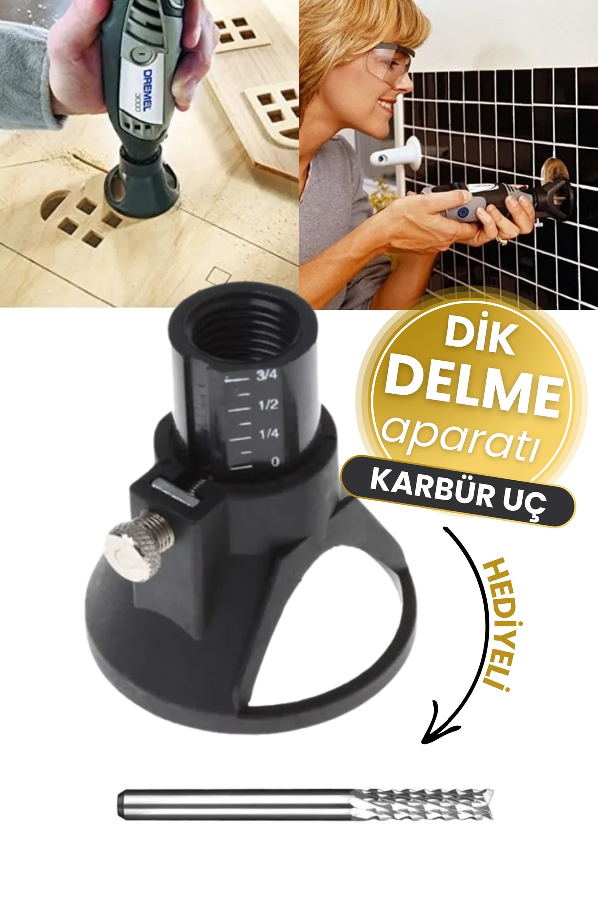 Gravür Makinesi Için Dik Delme Aparatı Ve Ahşap Fayans Seramik Kesme Karbür Uç Seti Derz Temizleme