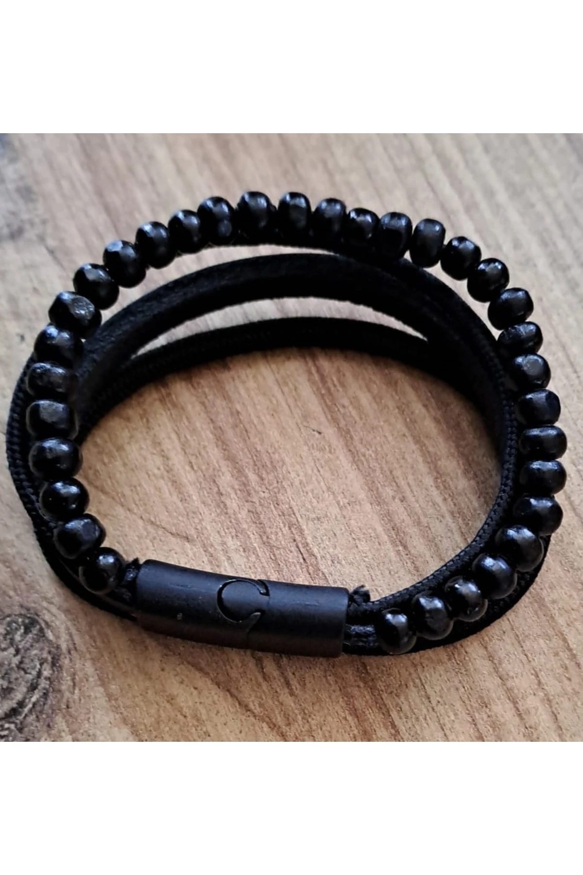 Naturel Deri Bileklik Kol için Hakiki Deri Bileklik boncuklu Metal Kilipsli ipli