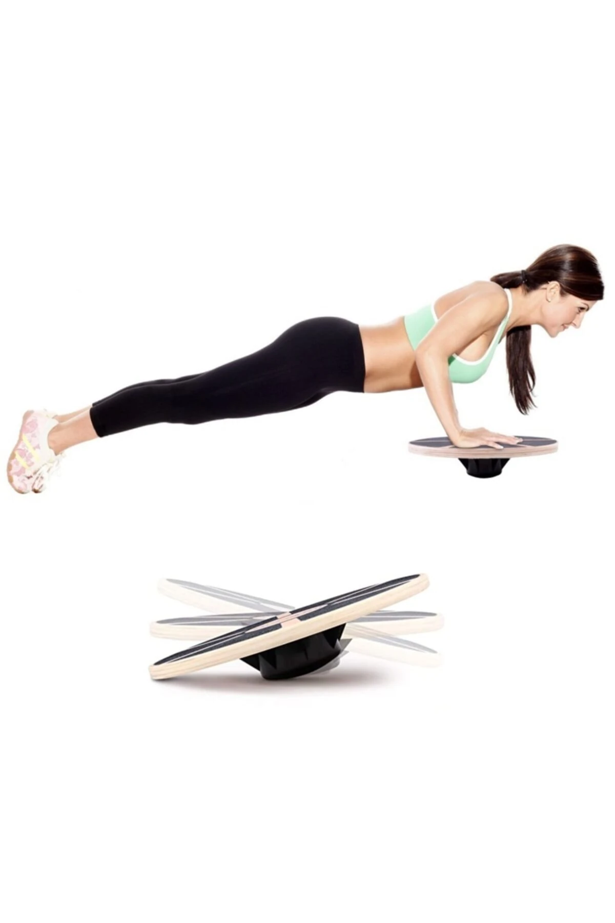 Oval Denge Tahtası Balance Board Yoga Spor Egzersiz Fitnes Platformu 48cm Yuvarlak Kontraplak