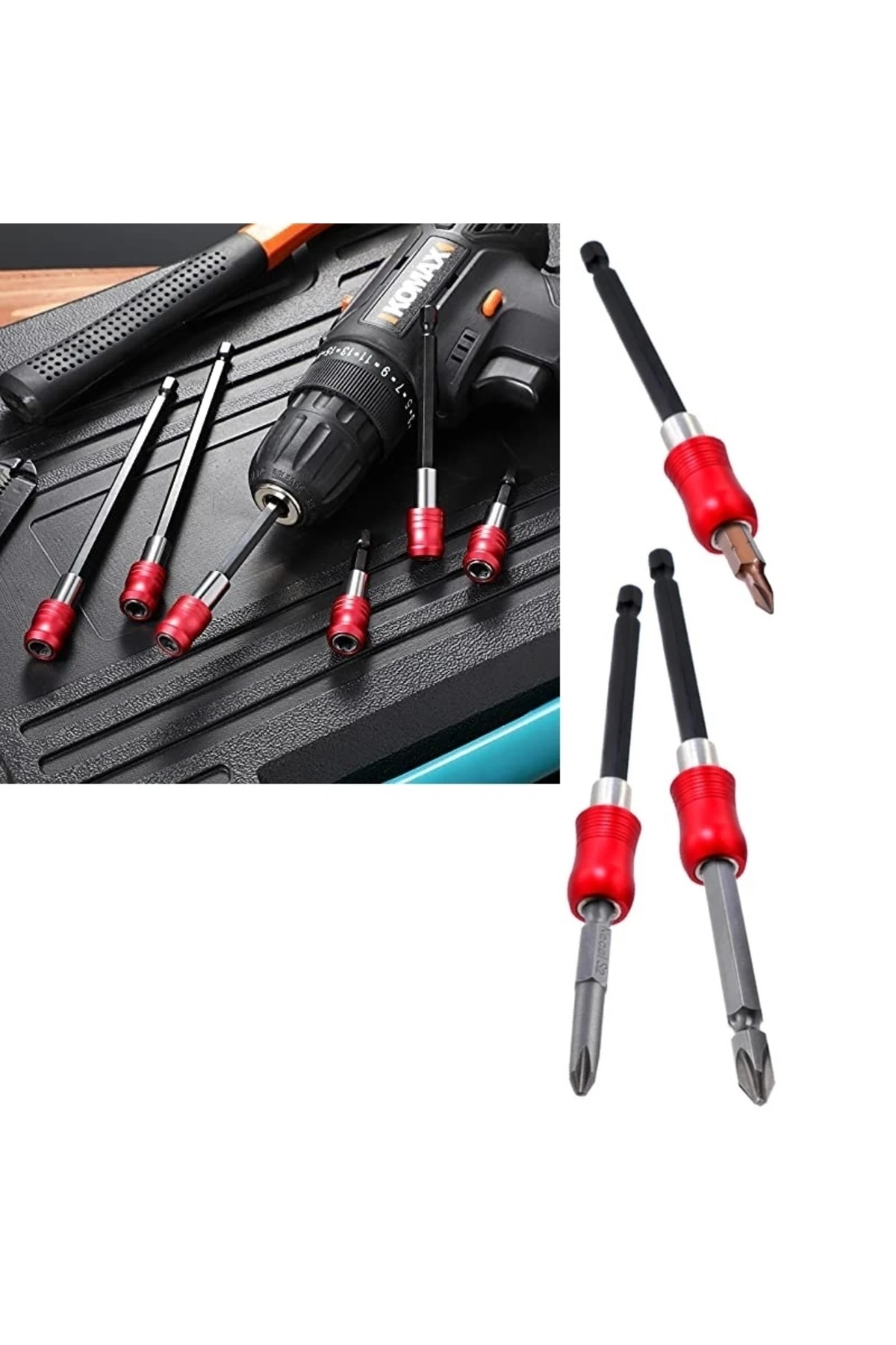 Hızlı Vidalama Adaptörü Bit Vidalama Uzatma Aparatı Altıgen 1/4 Hex Bits Şaftlı 3 Parça